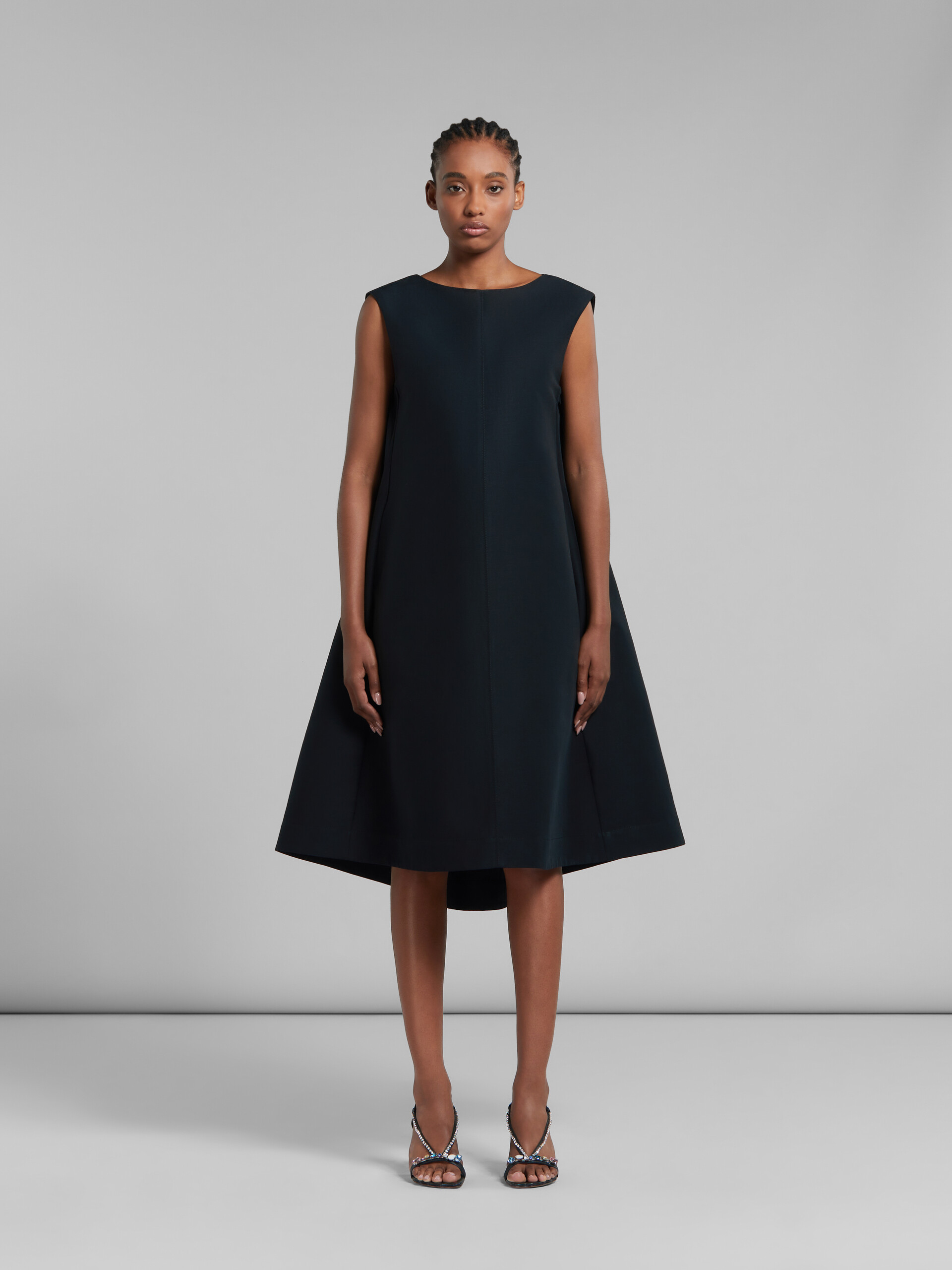 Black cotton cady cocoon dress - Dresses - Image 2