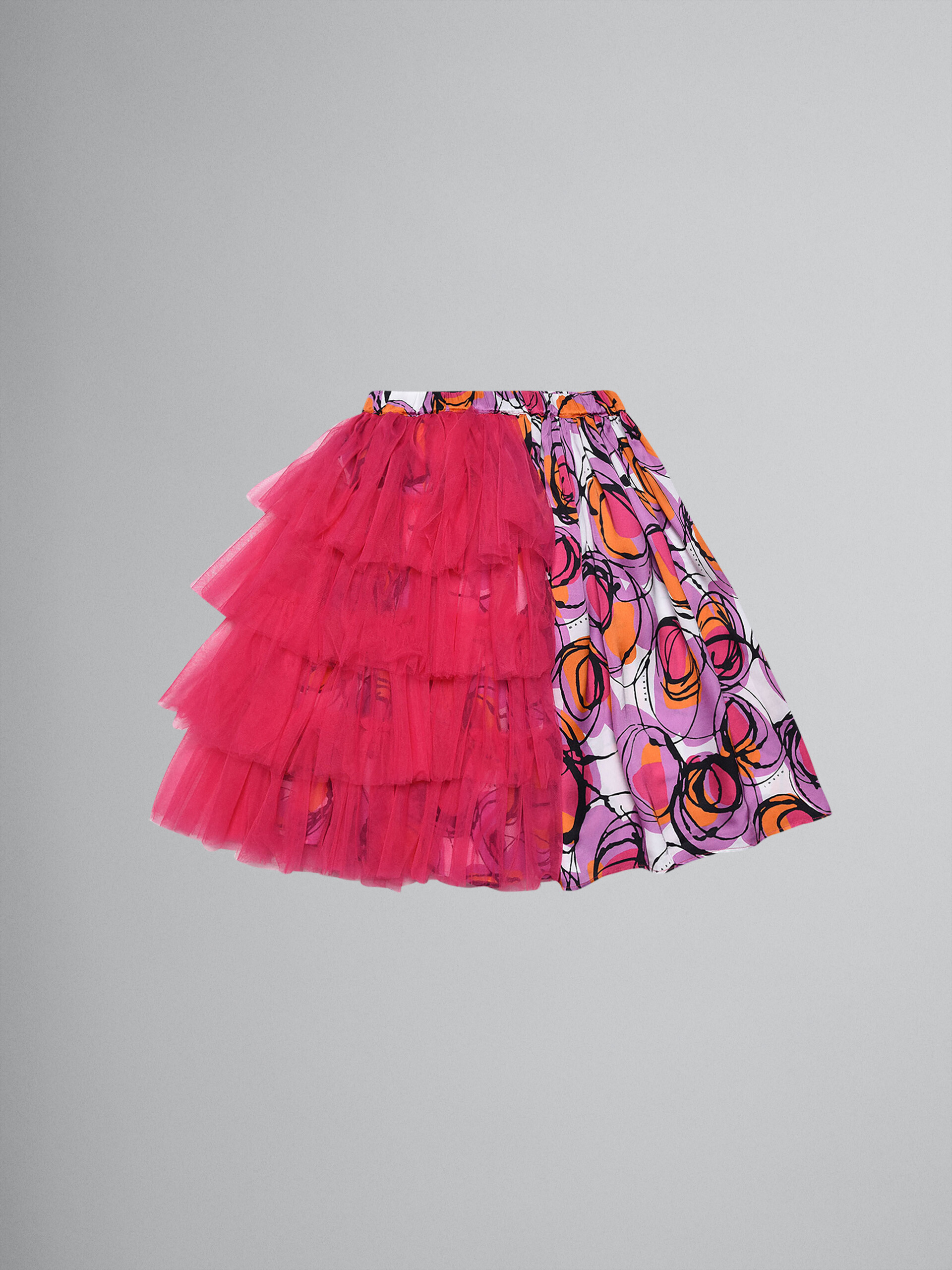 Falda de satén de viscosa y tul con estampado Bubble - Faldas - Image 1