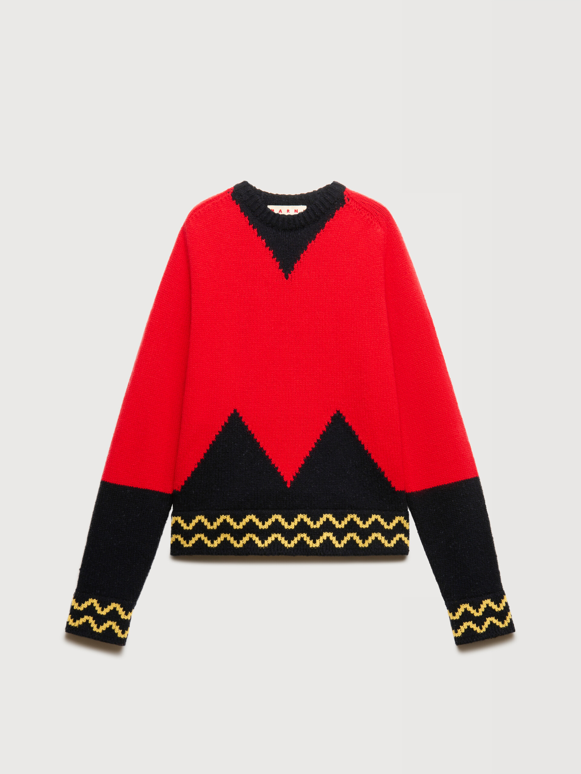 Red wool jumper with M intarsia - Pullovers - Image 1