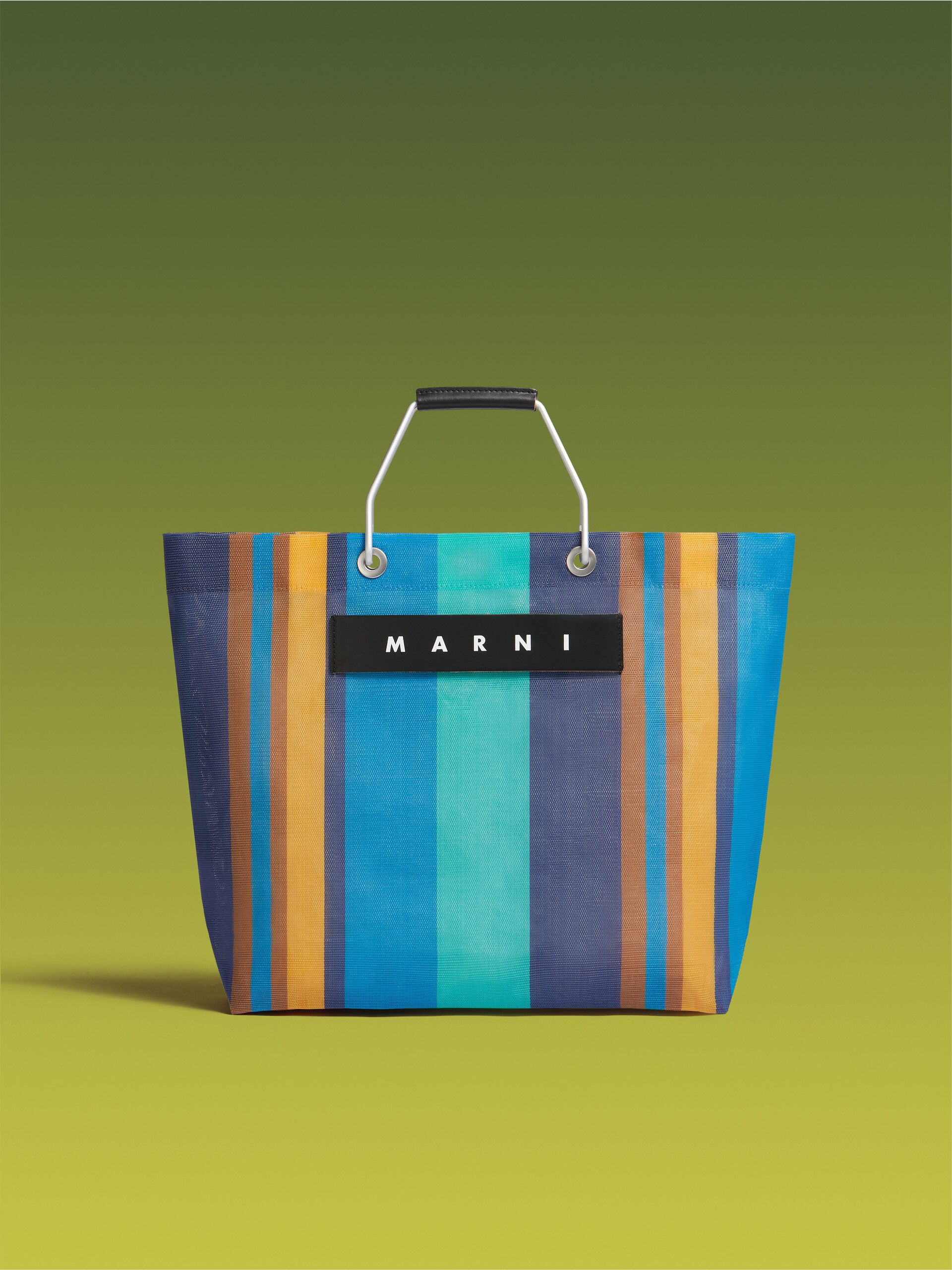Yellow multicolour MARNI MARKET STRIPE bag - Shopping Bags - Image 1