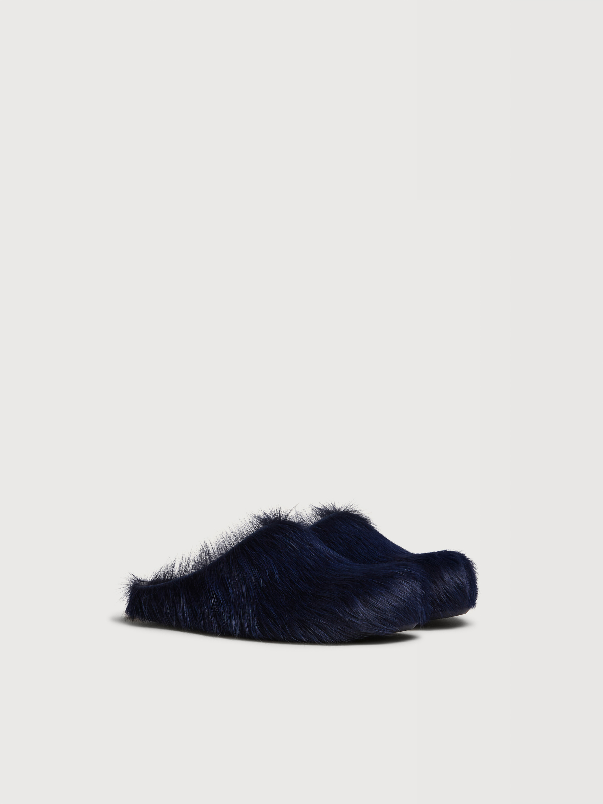 Deep blue long hair calfskin Fussbett sabot - Sandals - Image 2