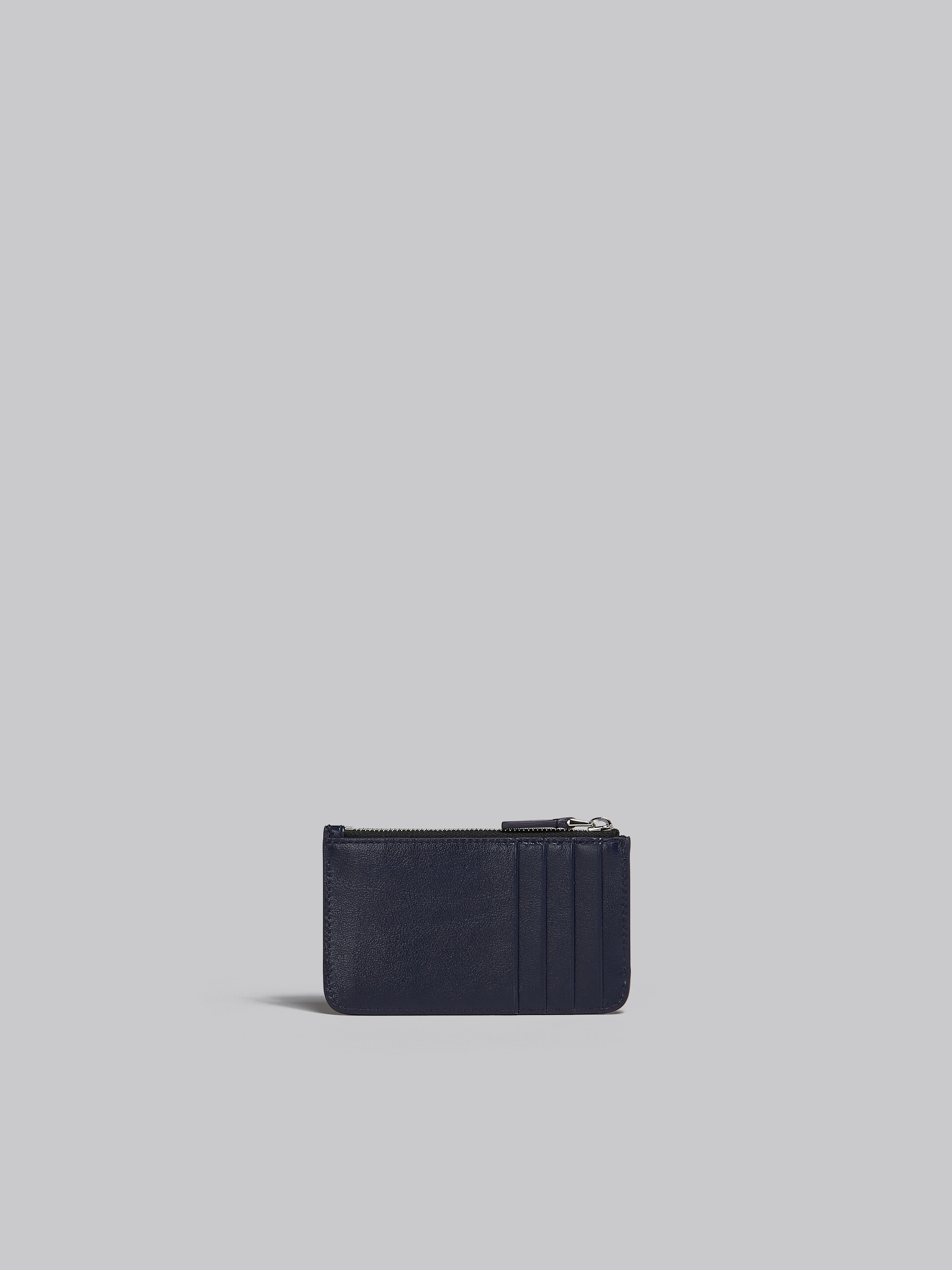 Navy blue and black leather card case