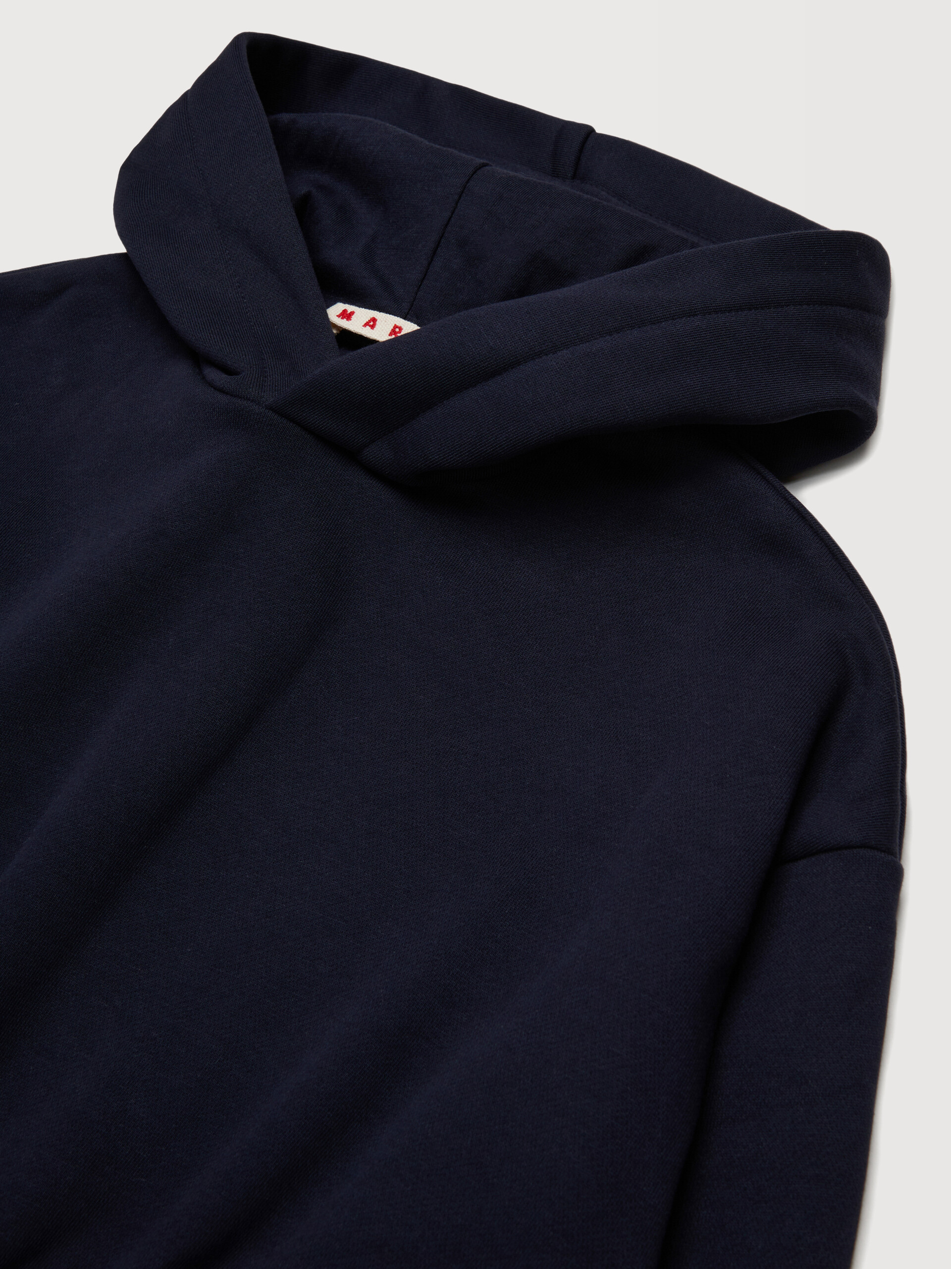 Dark blue cotton hoodie with elasticated logo band - Sweaters - Image 3