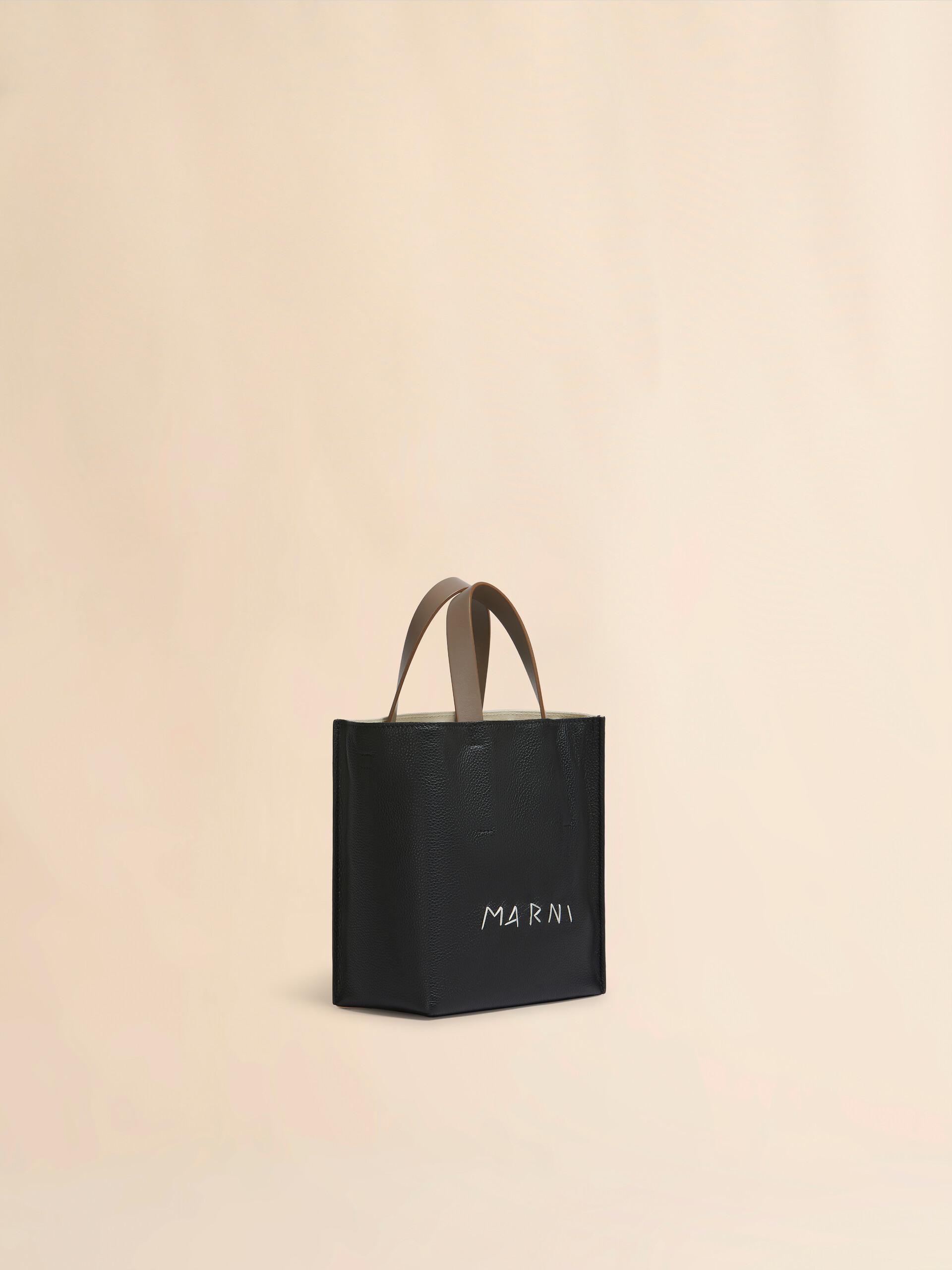 Museo Soft Mini Bag in ivory and brown leather with Marni Mending - Shopping Bags - Image 5