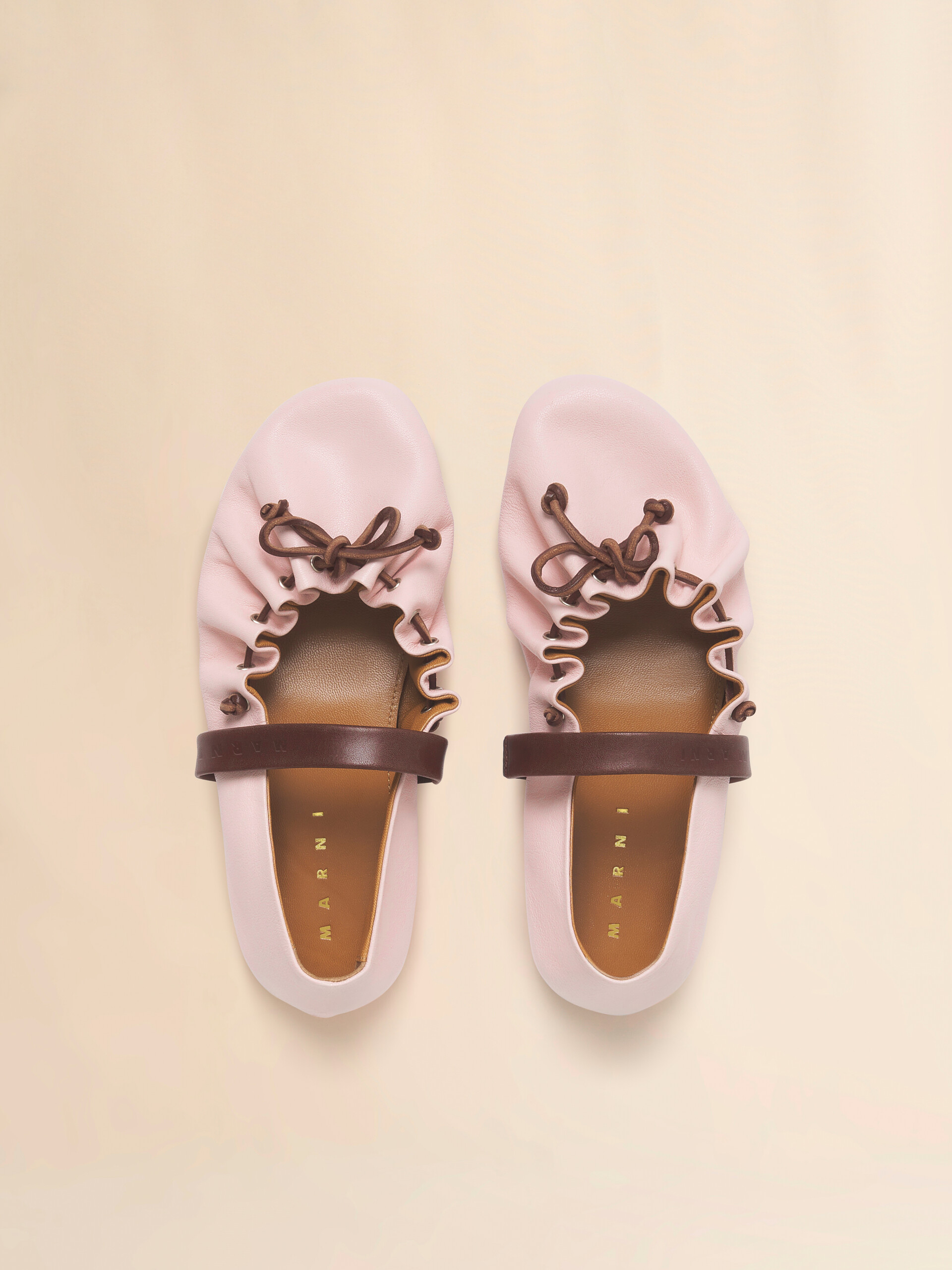 Pink and brown leather Mary Jane Soft Ballerina - Ballet Shoes - Image 4