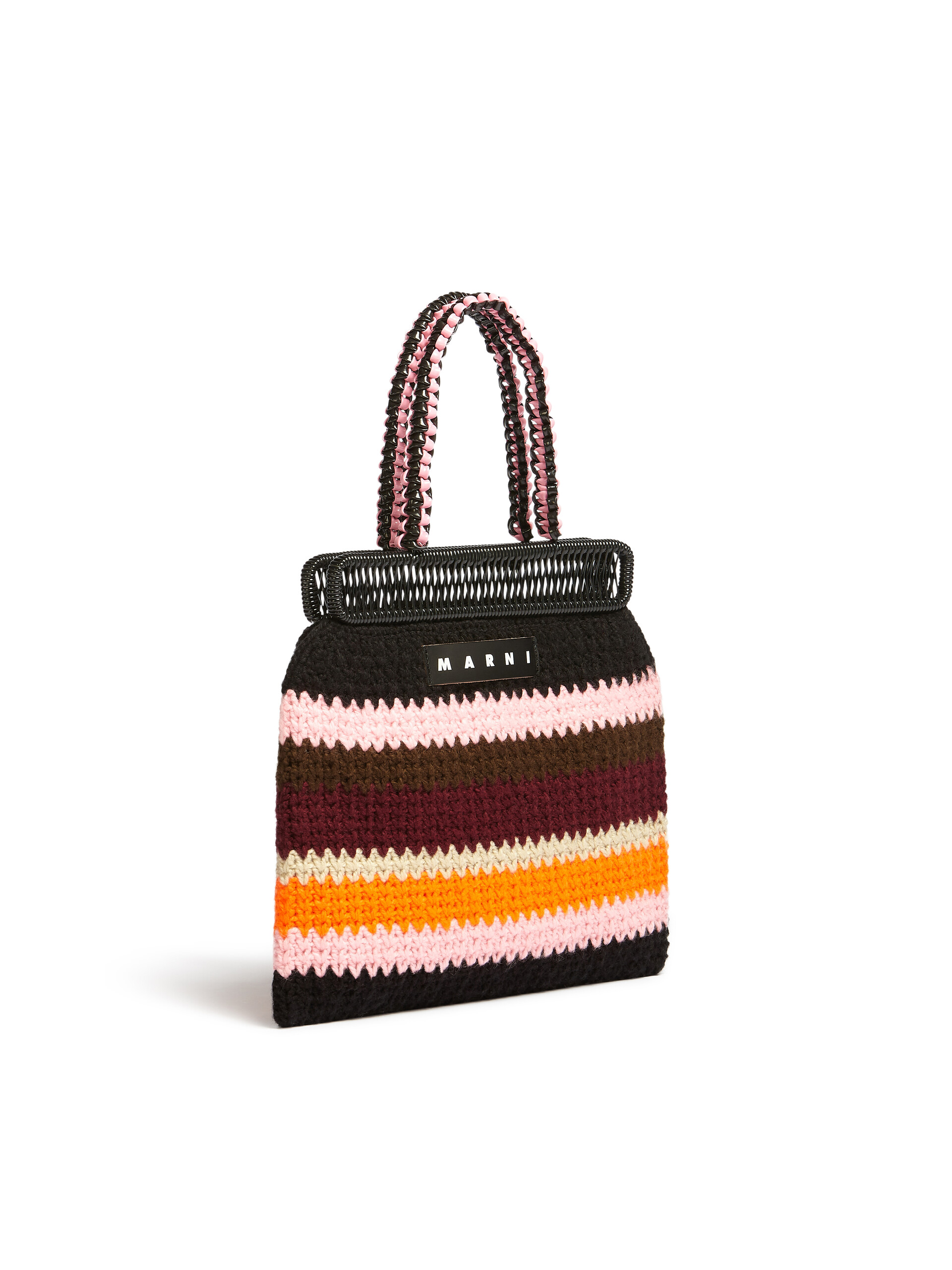 Borsa MARNI MARKET in lana crochet multicolor rosa - Borse shopping - Image 2