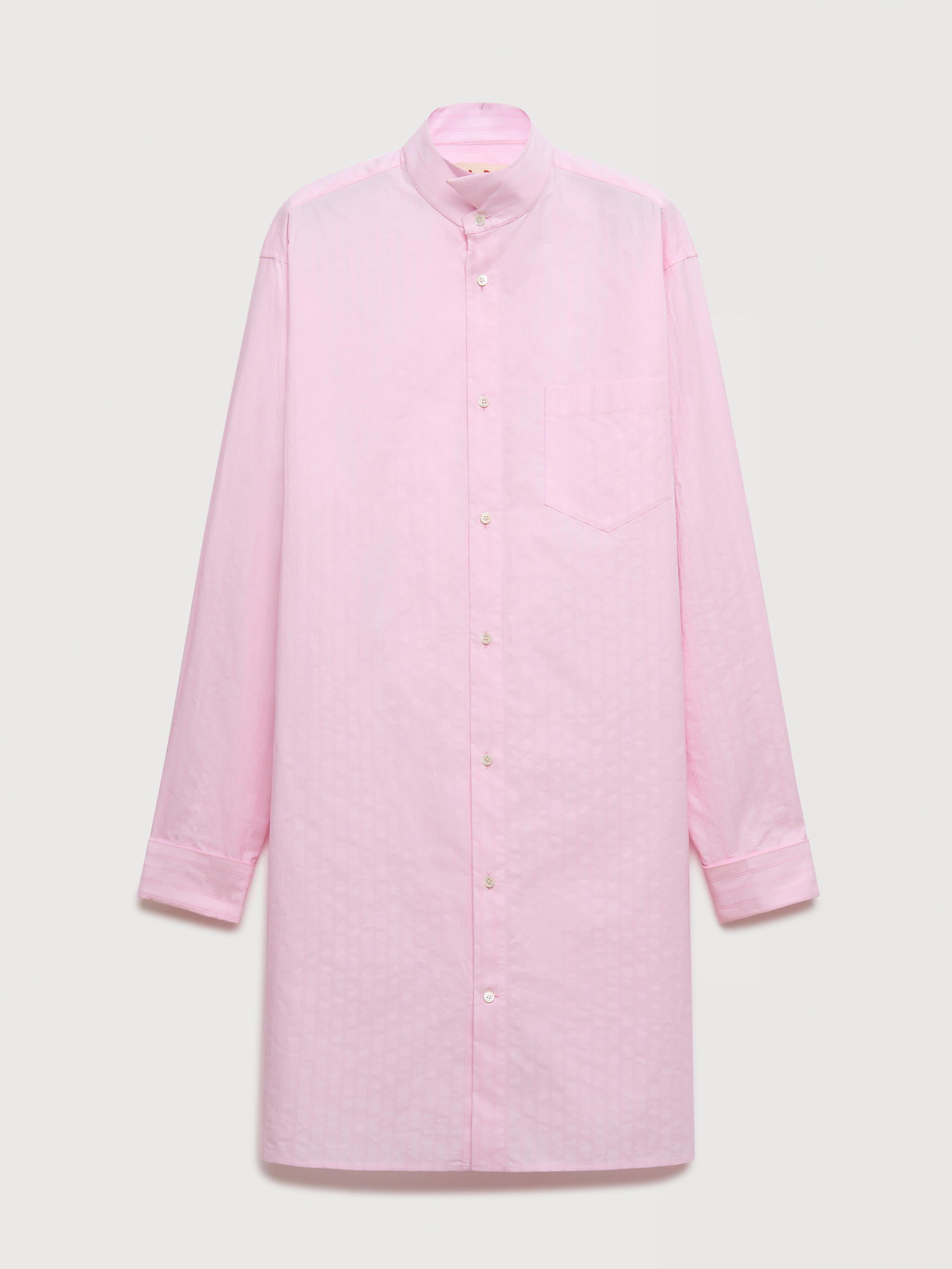 Pink poplin longline shirt with raised stripes - Shirts - Image 1