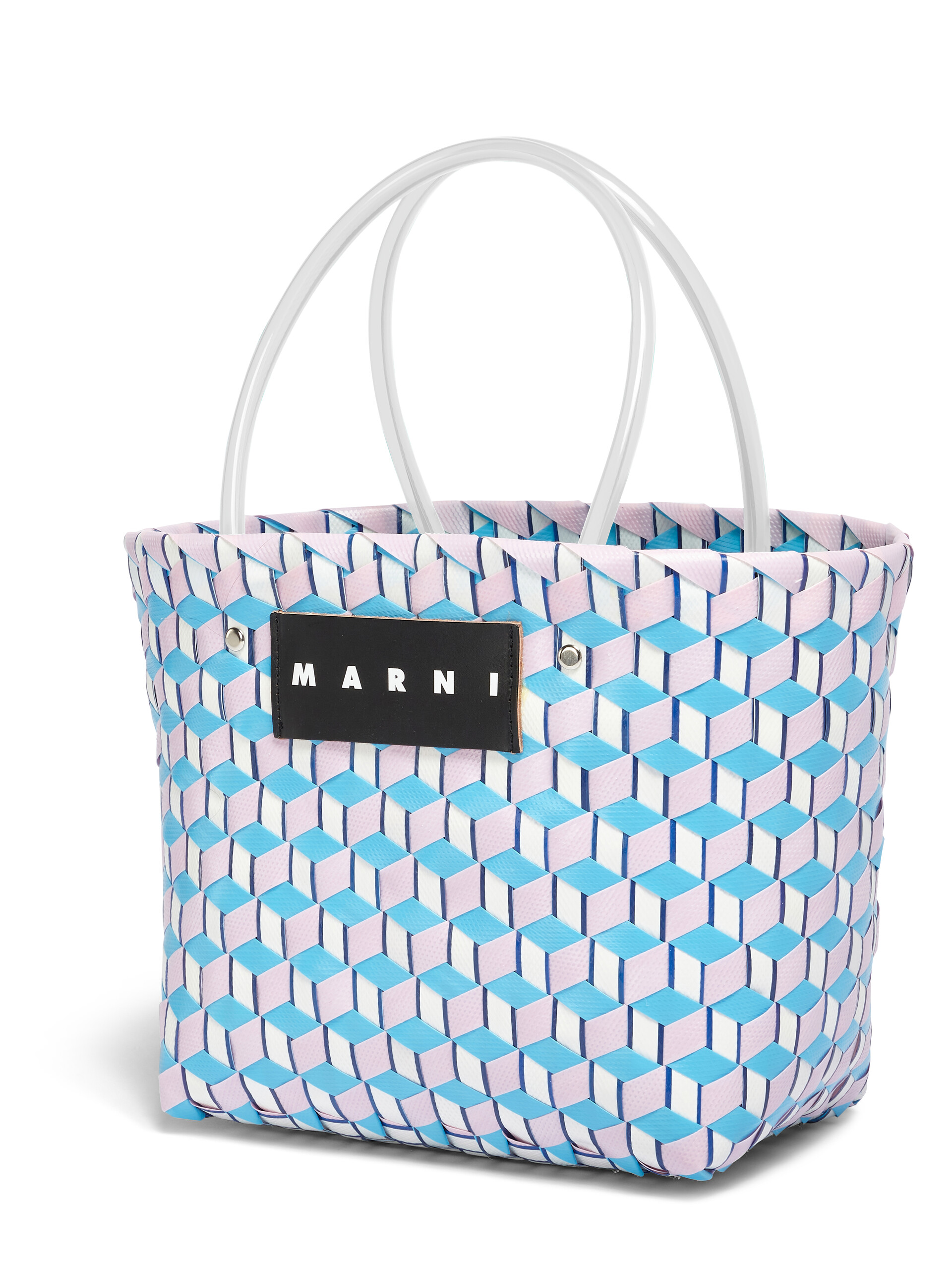 MARNI MARKET 3D BAG in pale blue cube woven material - Shopping Bags - Image 4