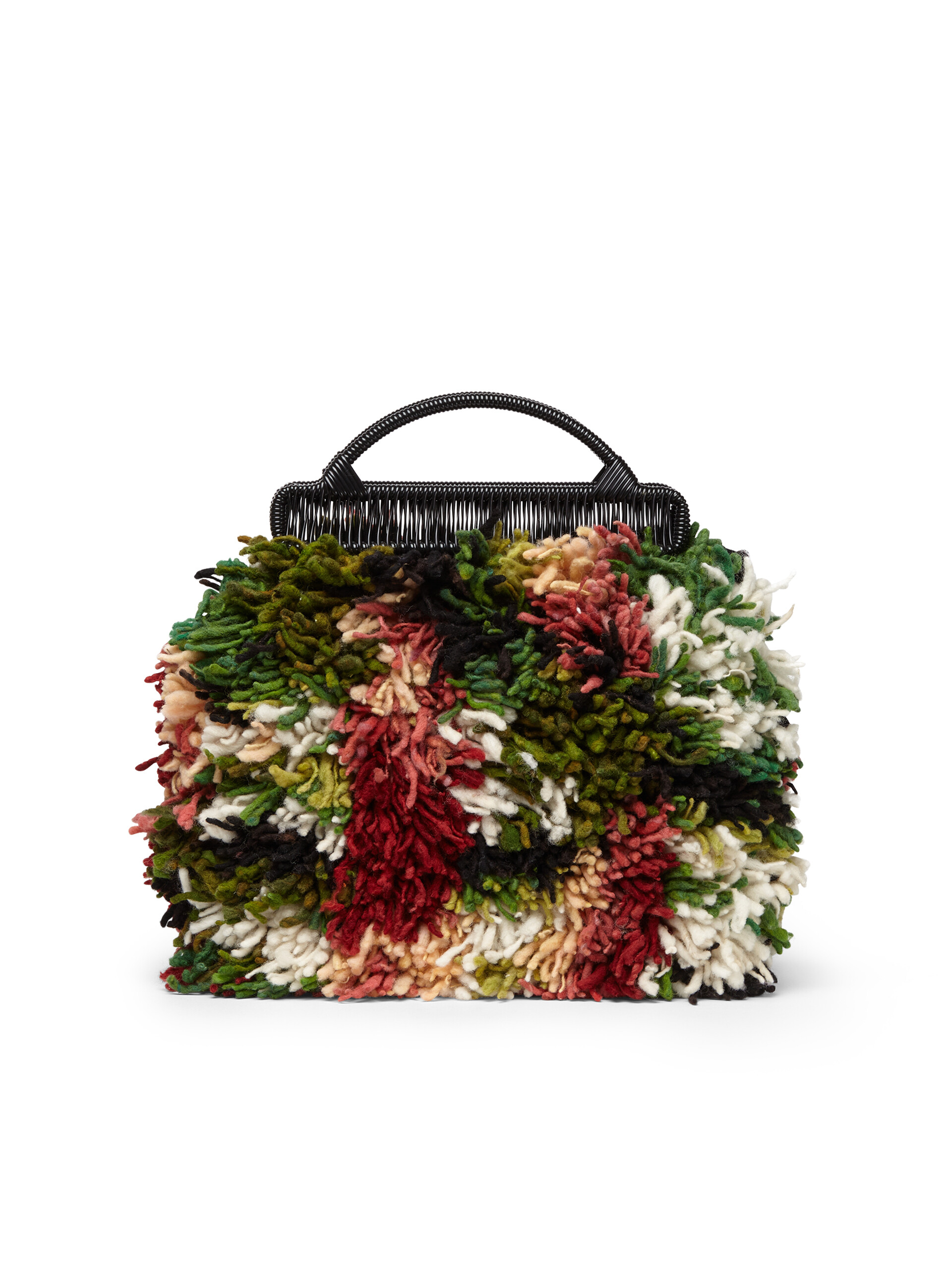 MARNI MARKET multicoloured frame bag in green burgundy and white long wool - Furniture - Image 3