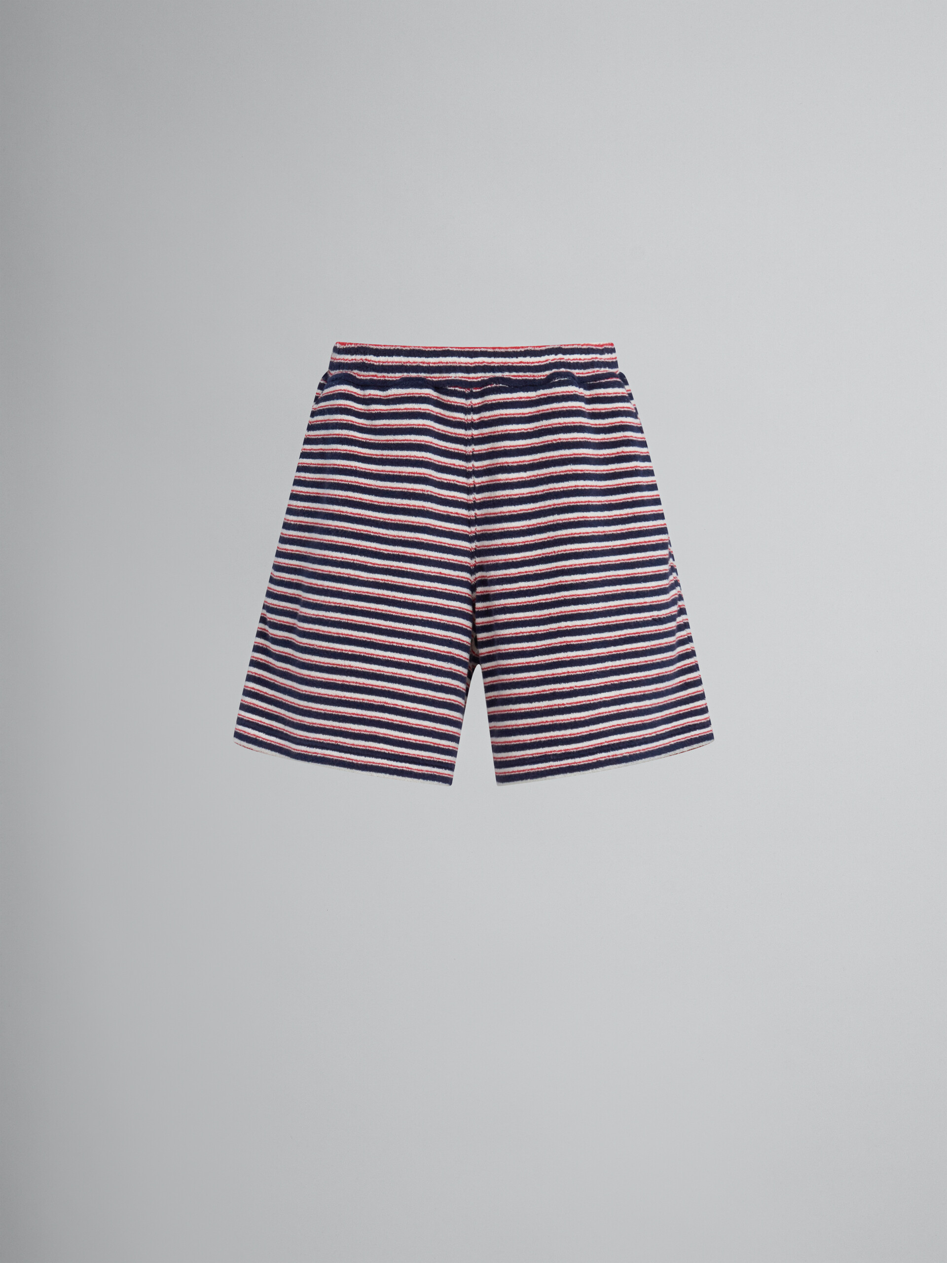 Red and blue striped terry shorts - Pants - Image 1