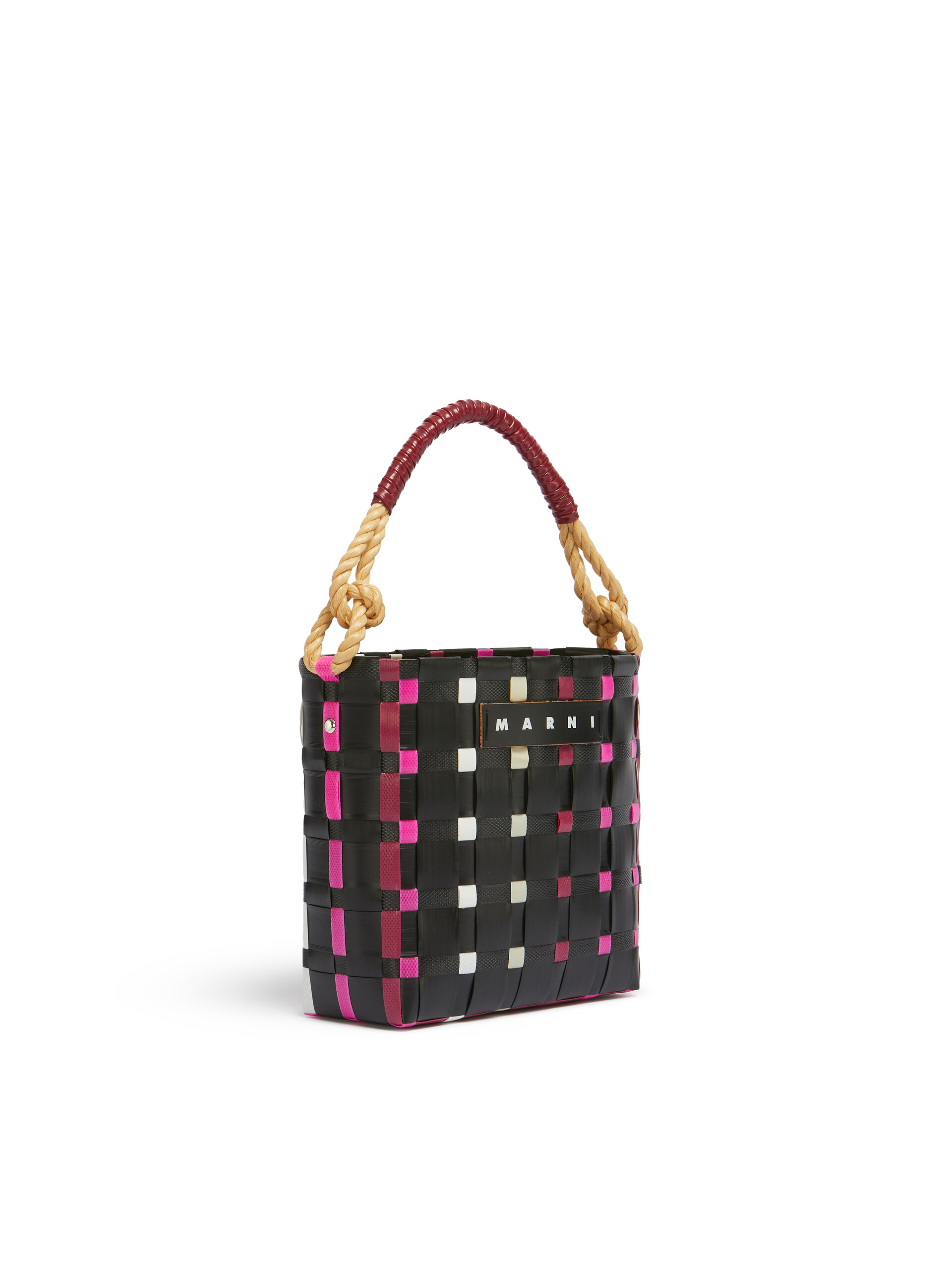 Borsa Marni Market Sunday Basket In Intrecciato A Quadri Rosa - Borse shopping - Image 2