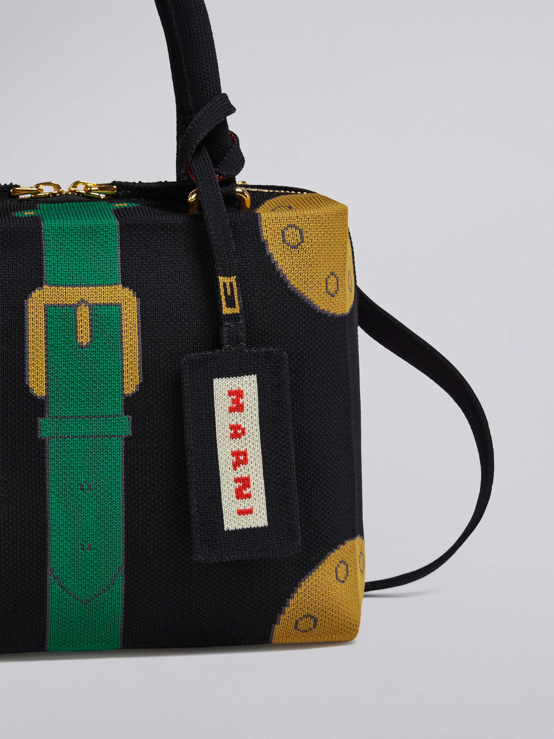 CUBIC bag in black trompe-l'œil jacquard - Handbag - Image 5