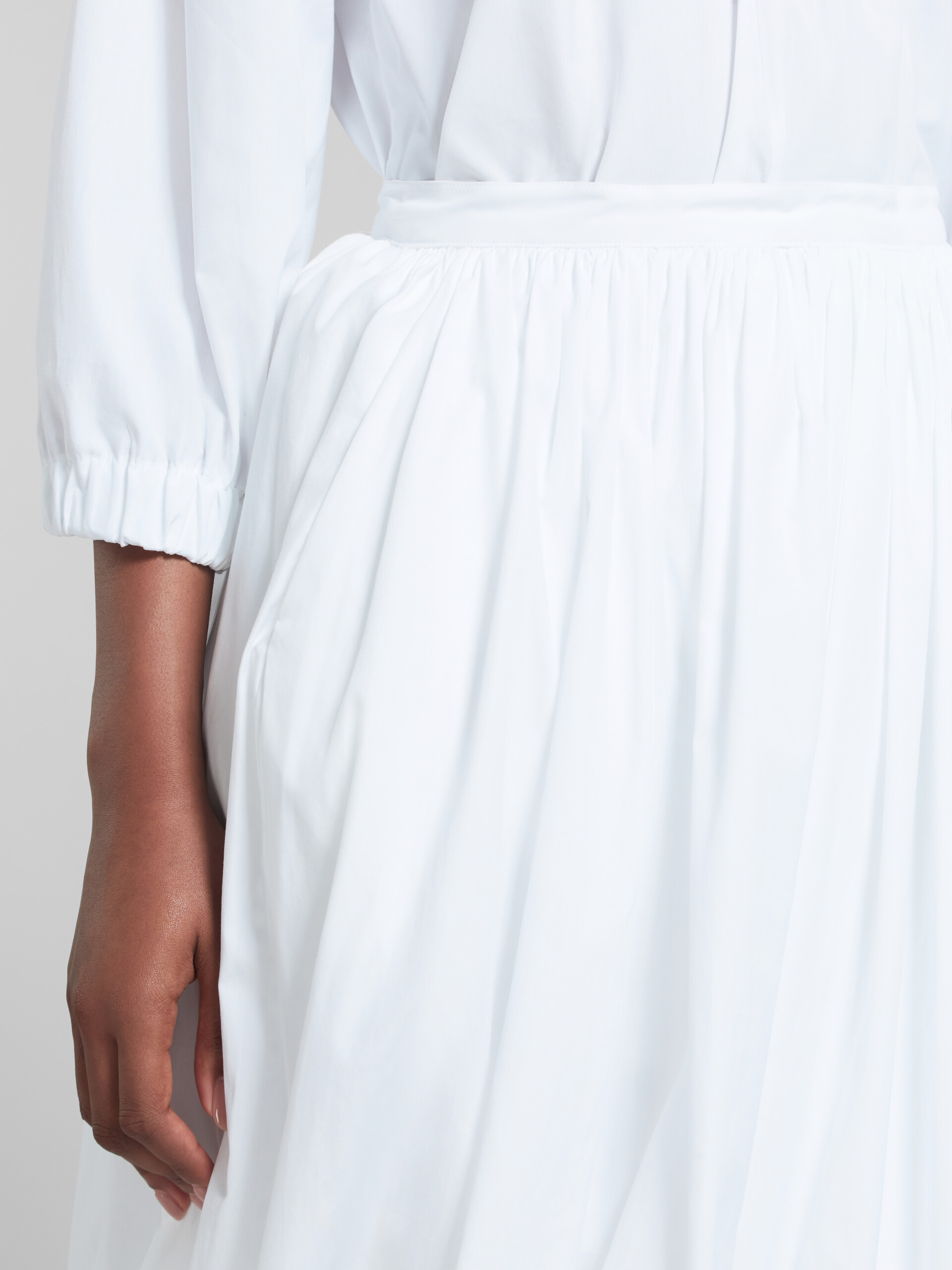 Falda midi globo de popelina ecológica blanca - Faldas - Image 4