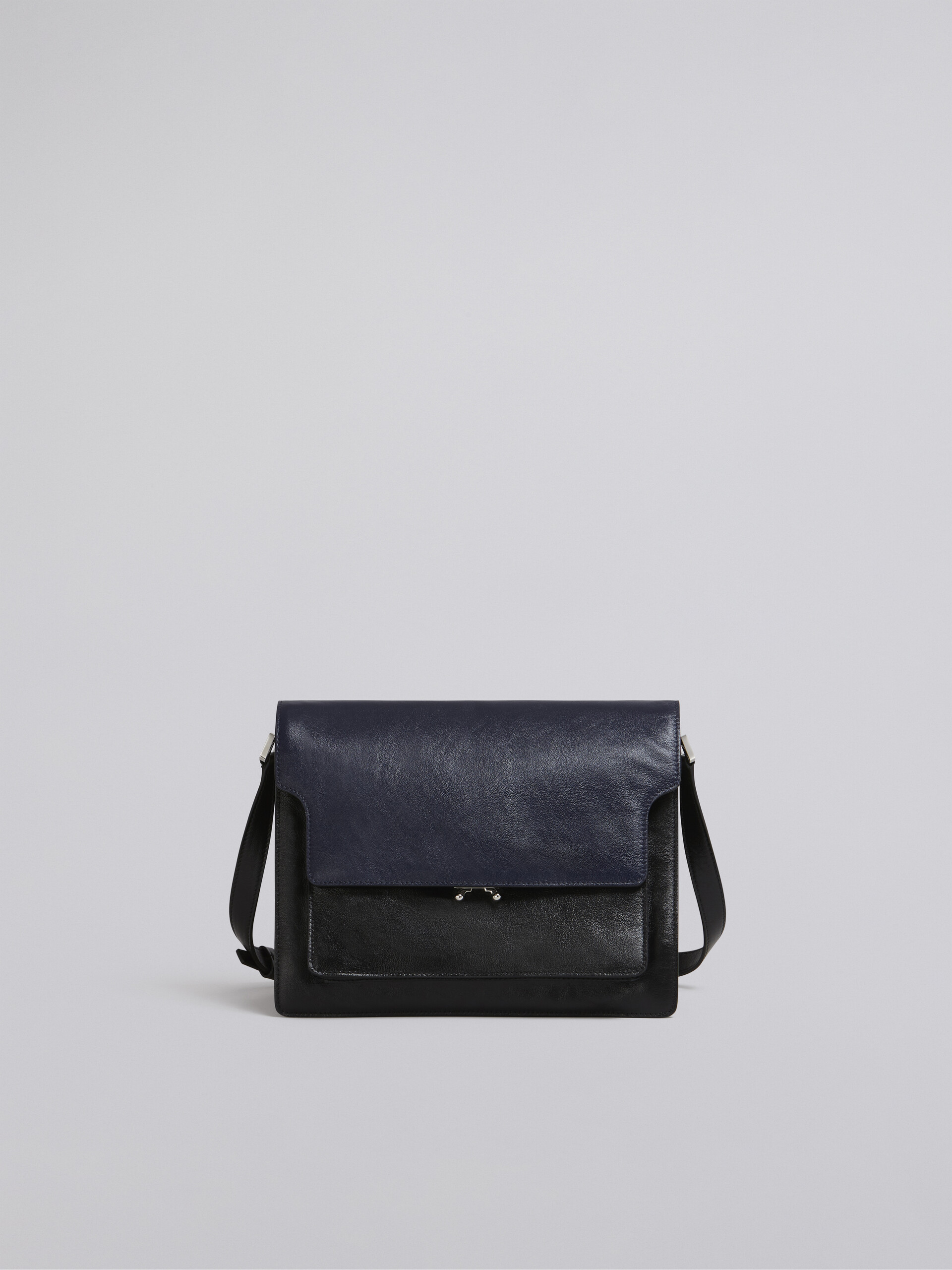 TRUNK SOFT large bag in blue and black leather - Shoulder Bag - Image 1