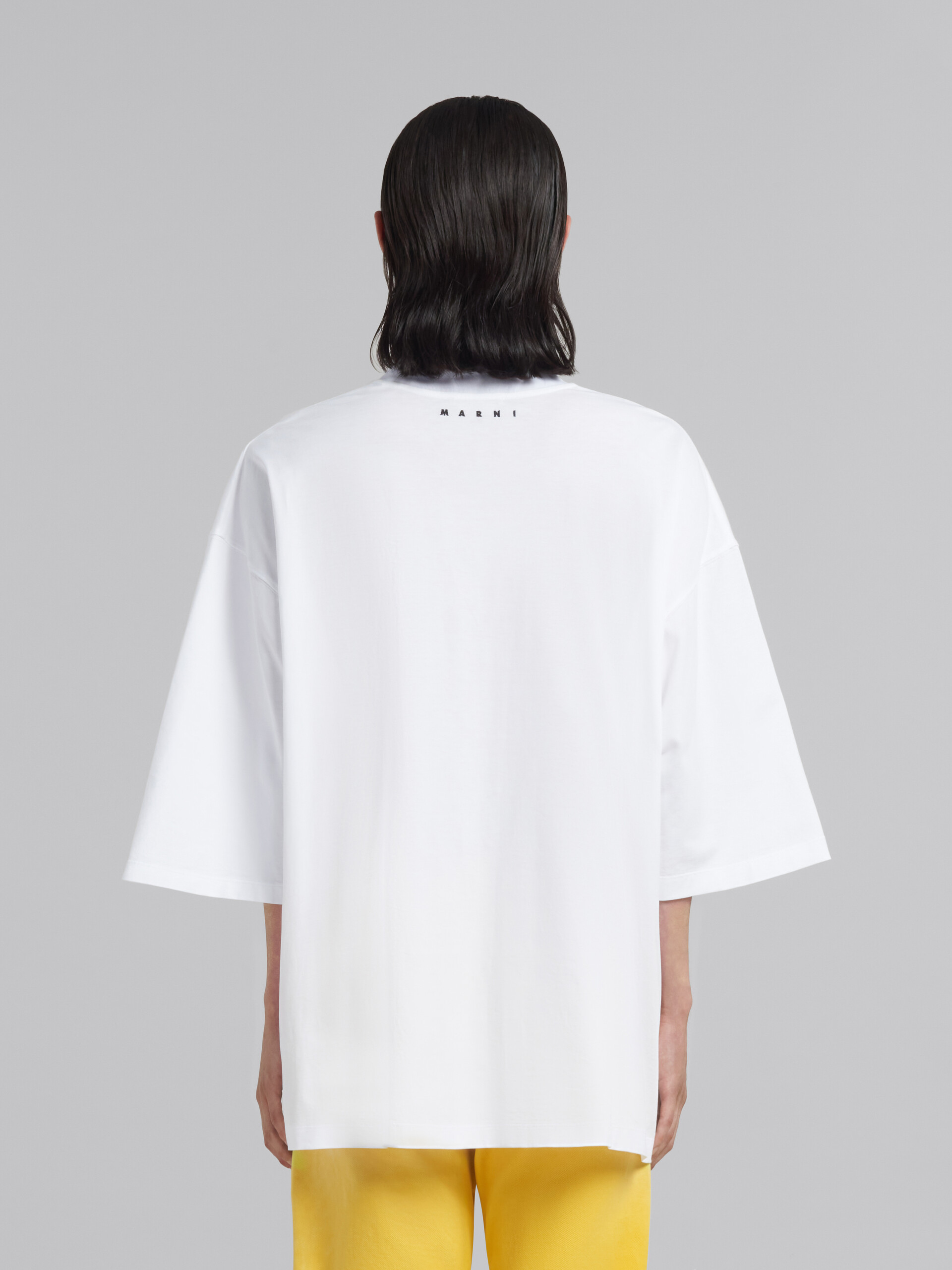 White bio cotton T-shirt with maxi slogan print - T-shirts - Image 3