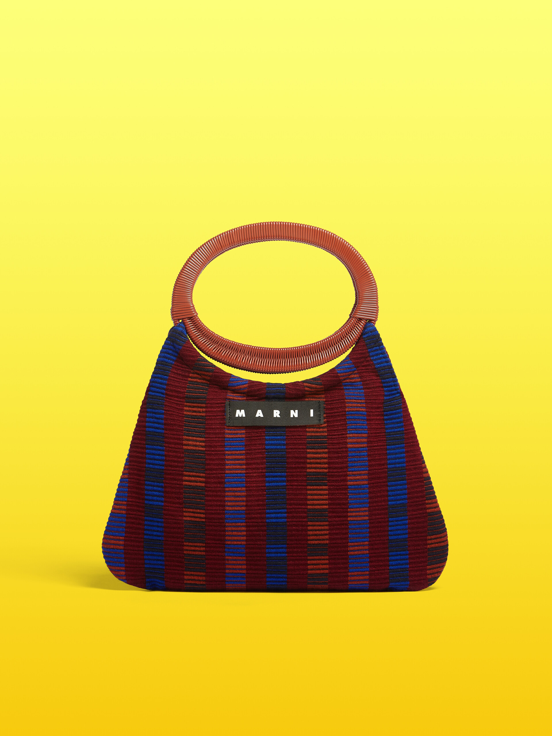 MARNI MARKET BOAT bag in multicolor red striped cotton - Furniture - Image 1