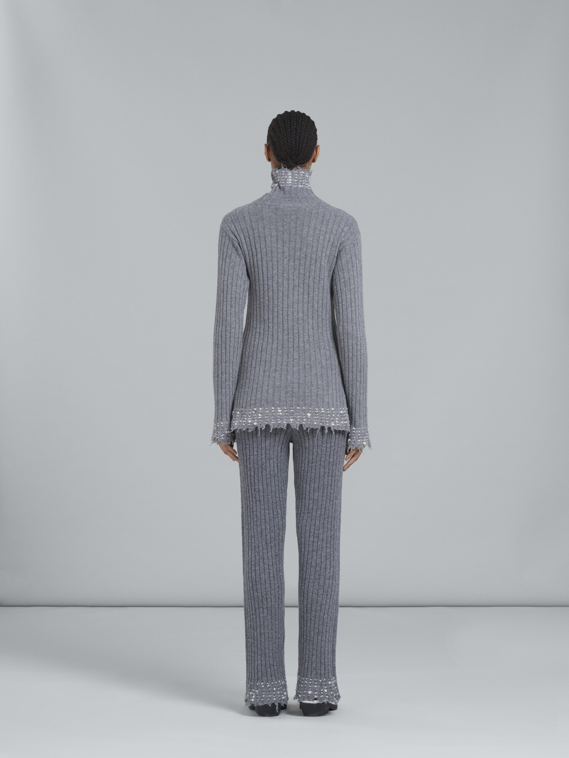 Grey knitted wool leggings - Pants - Image 3