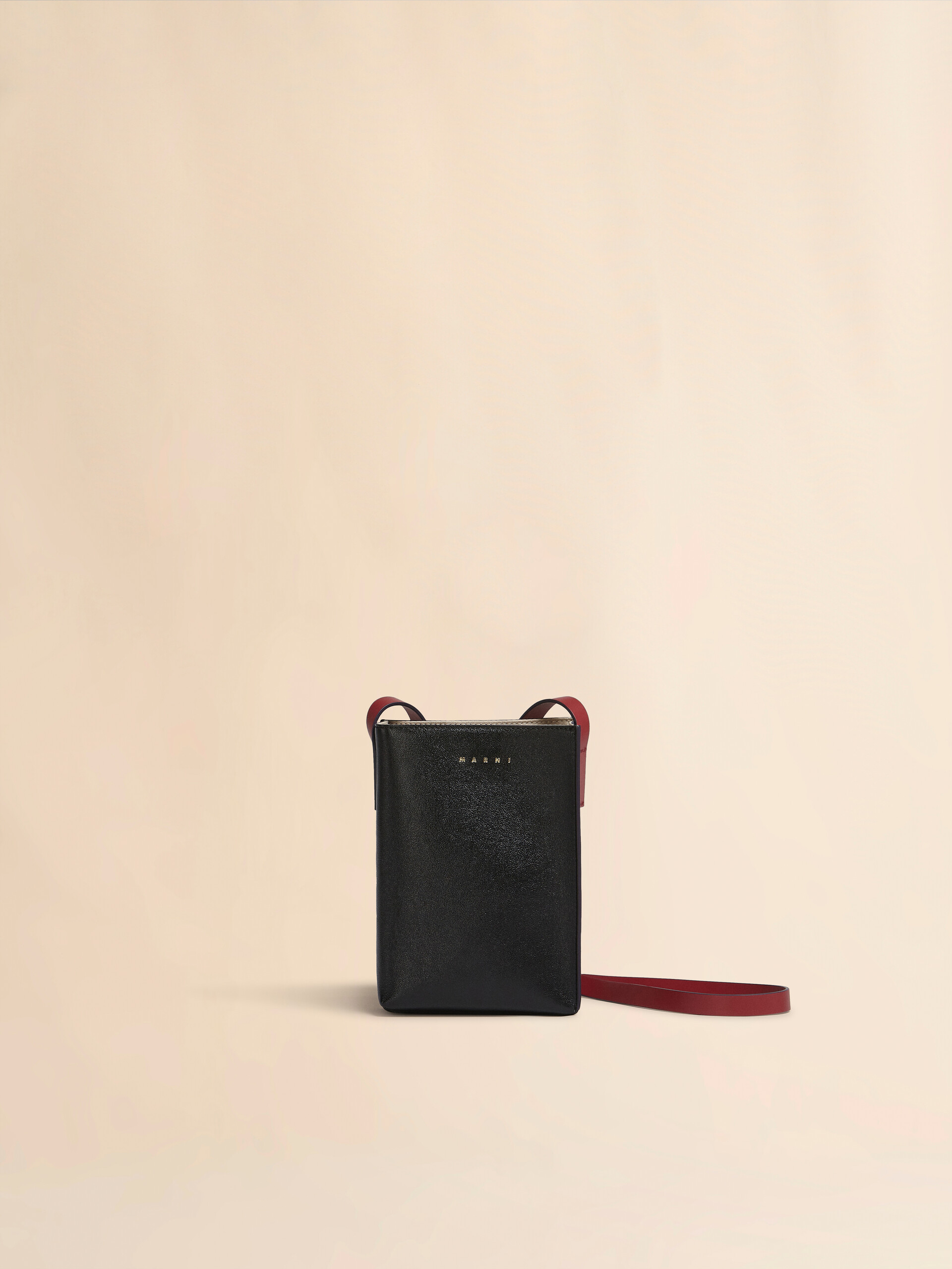 ブラックとグレー レザー製Museo Softナノバッグ - ショルダーバッグ - Image 1