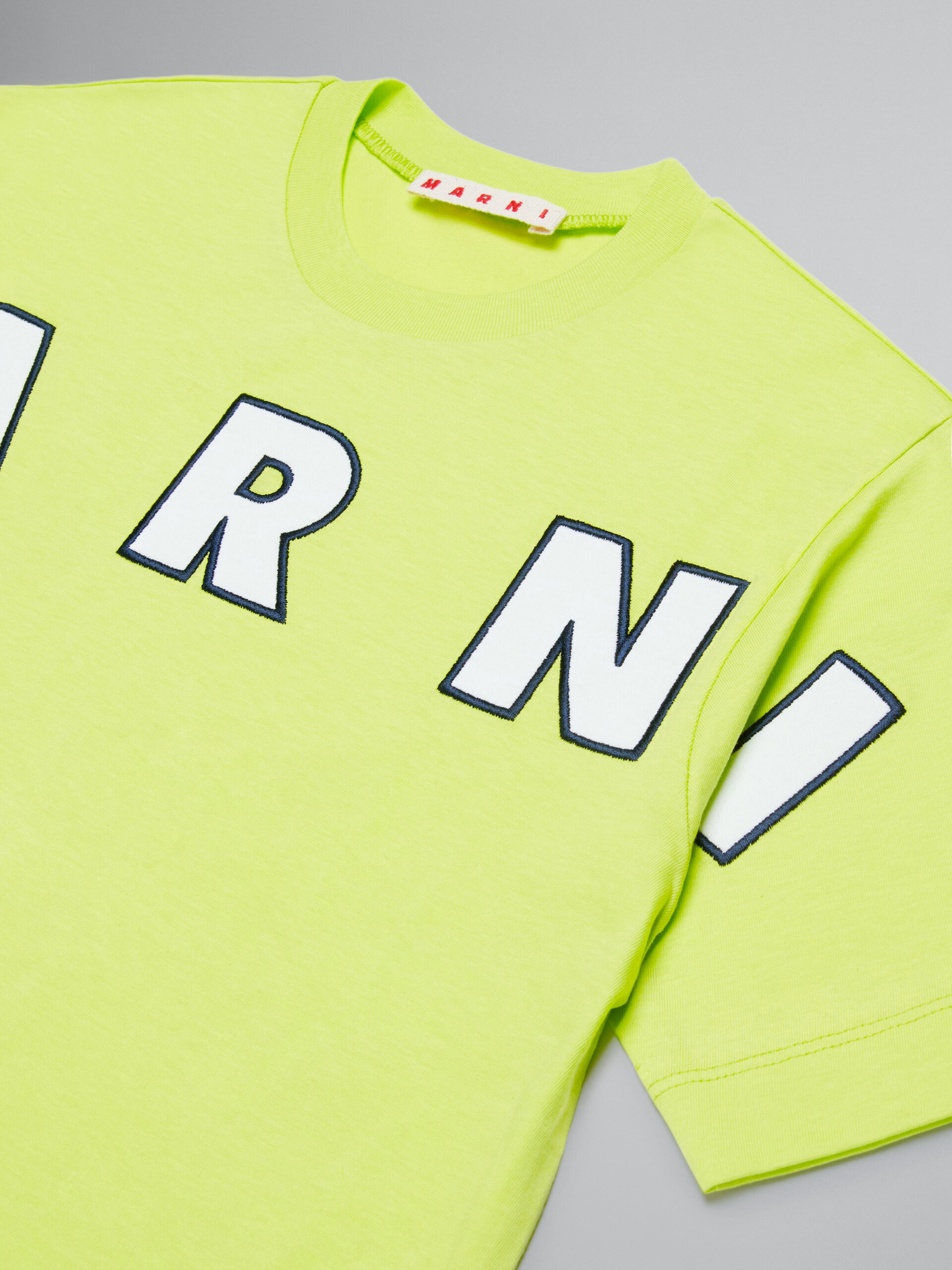Lime green T-shirt with embroidered logo | Marni