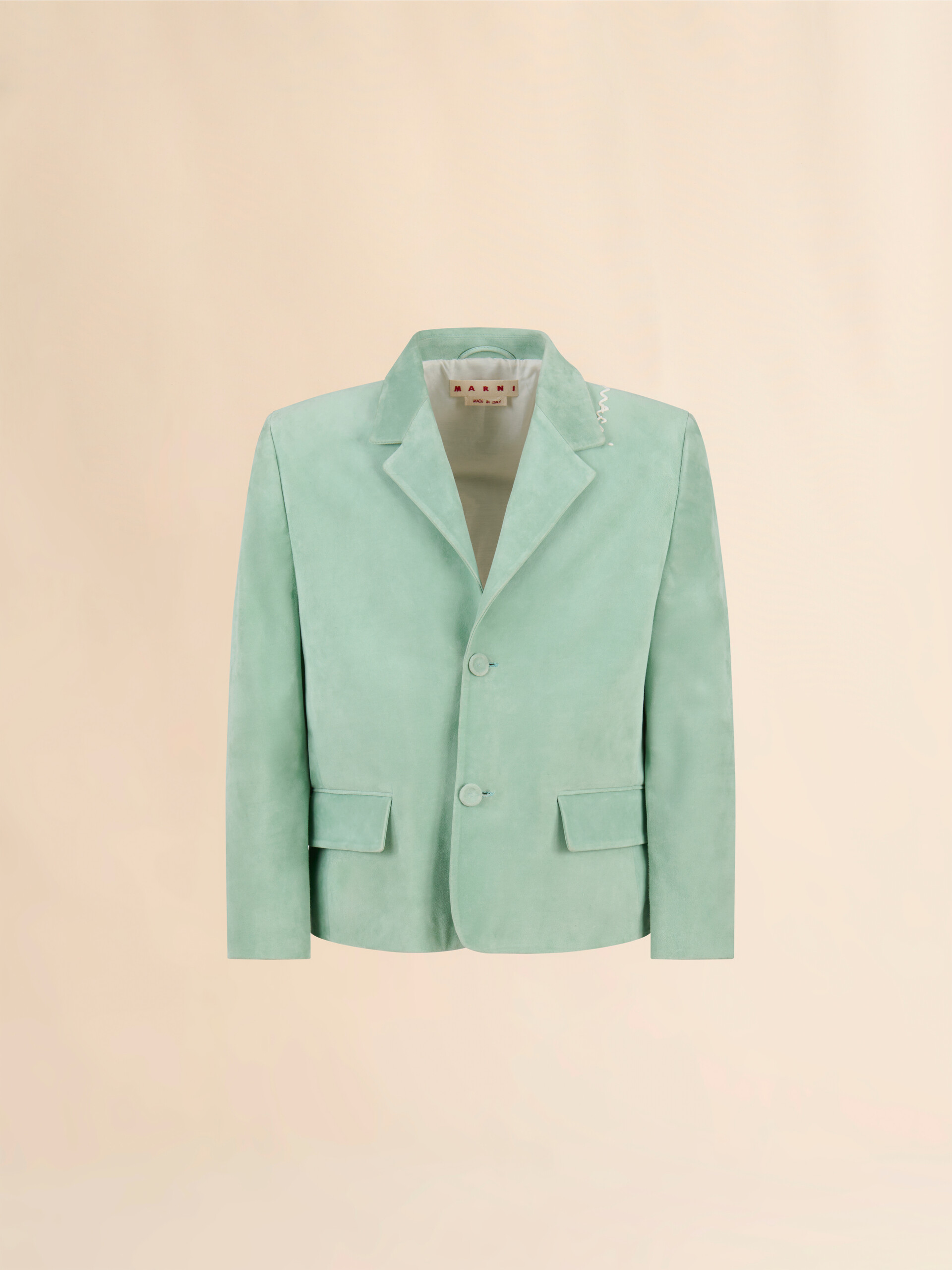 Green suede boxy jacket - Jackets - Image 1