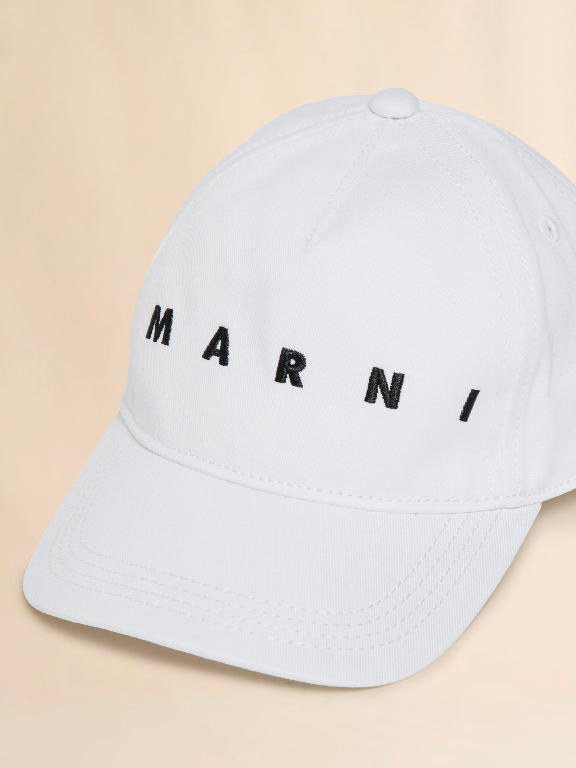 White cotton baseball cap with Marni embroidery - Caps - Image 3