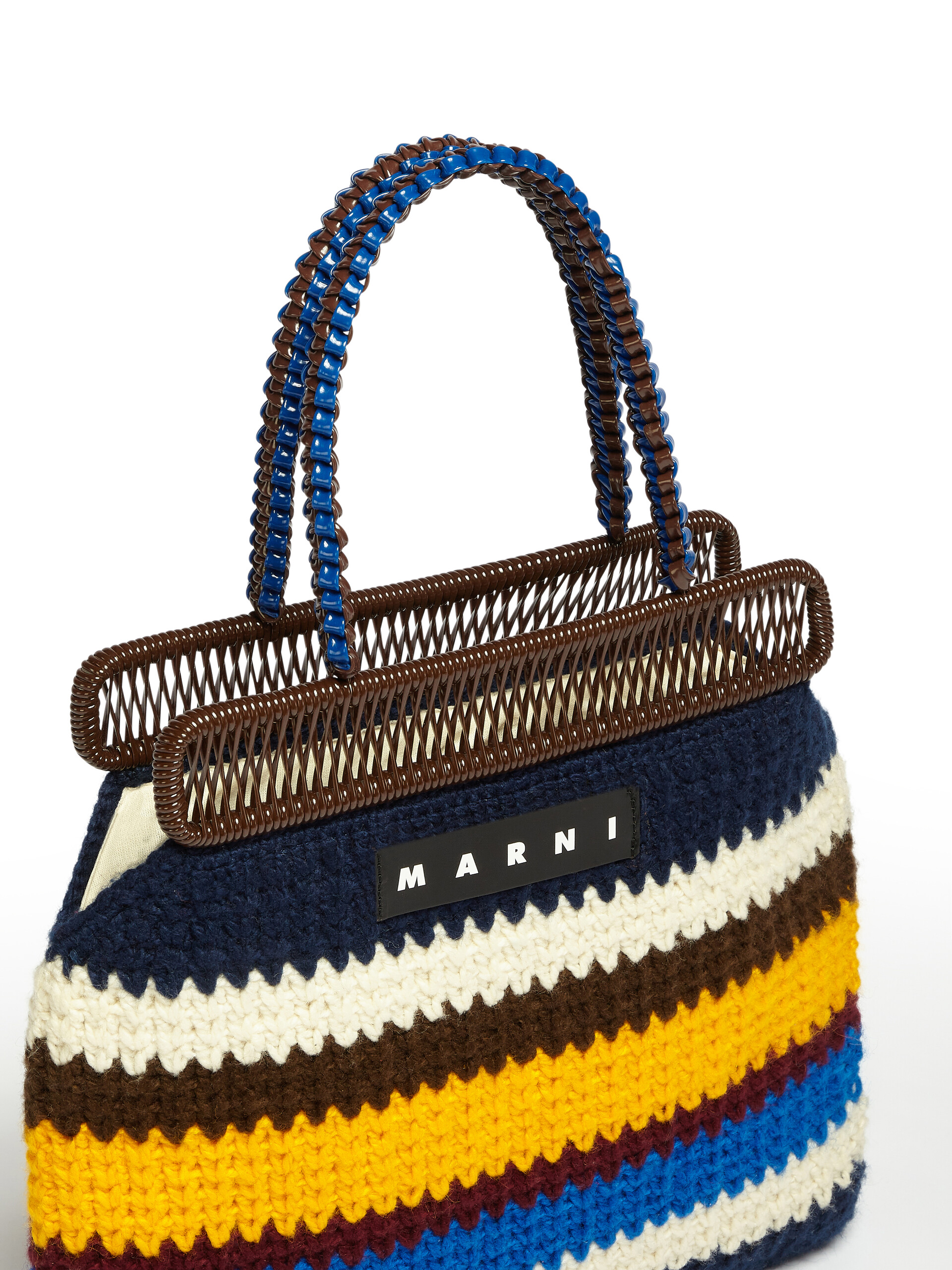 Borsa MARNI MARKET in lana crochet multicolore blu - Arredamento - Image 4