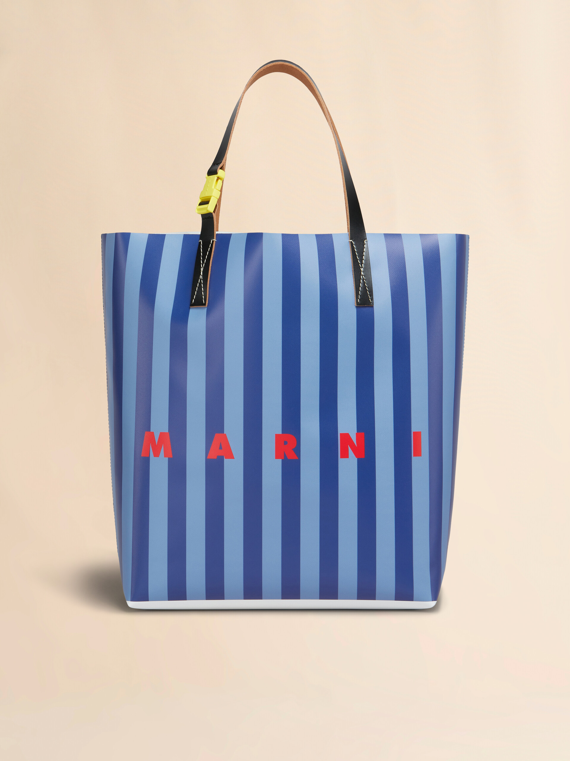 Sac shopping Tribeca à rayures bleues avec logo Marni - Sacs cabas - Image 1