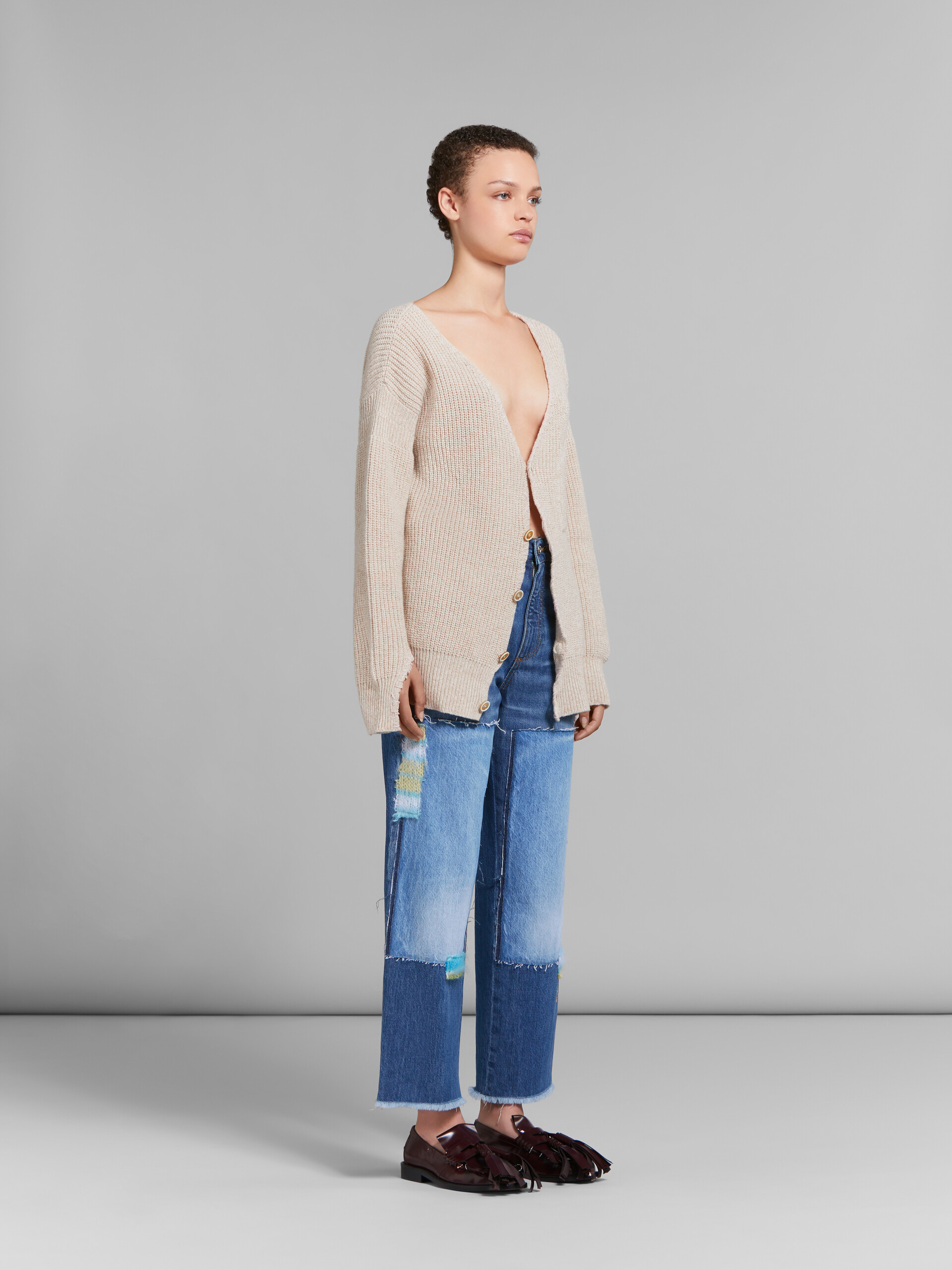 Oat wool cardigan with Marni mending - Pullovers - Image 6
