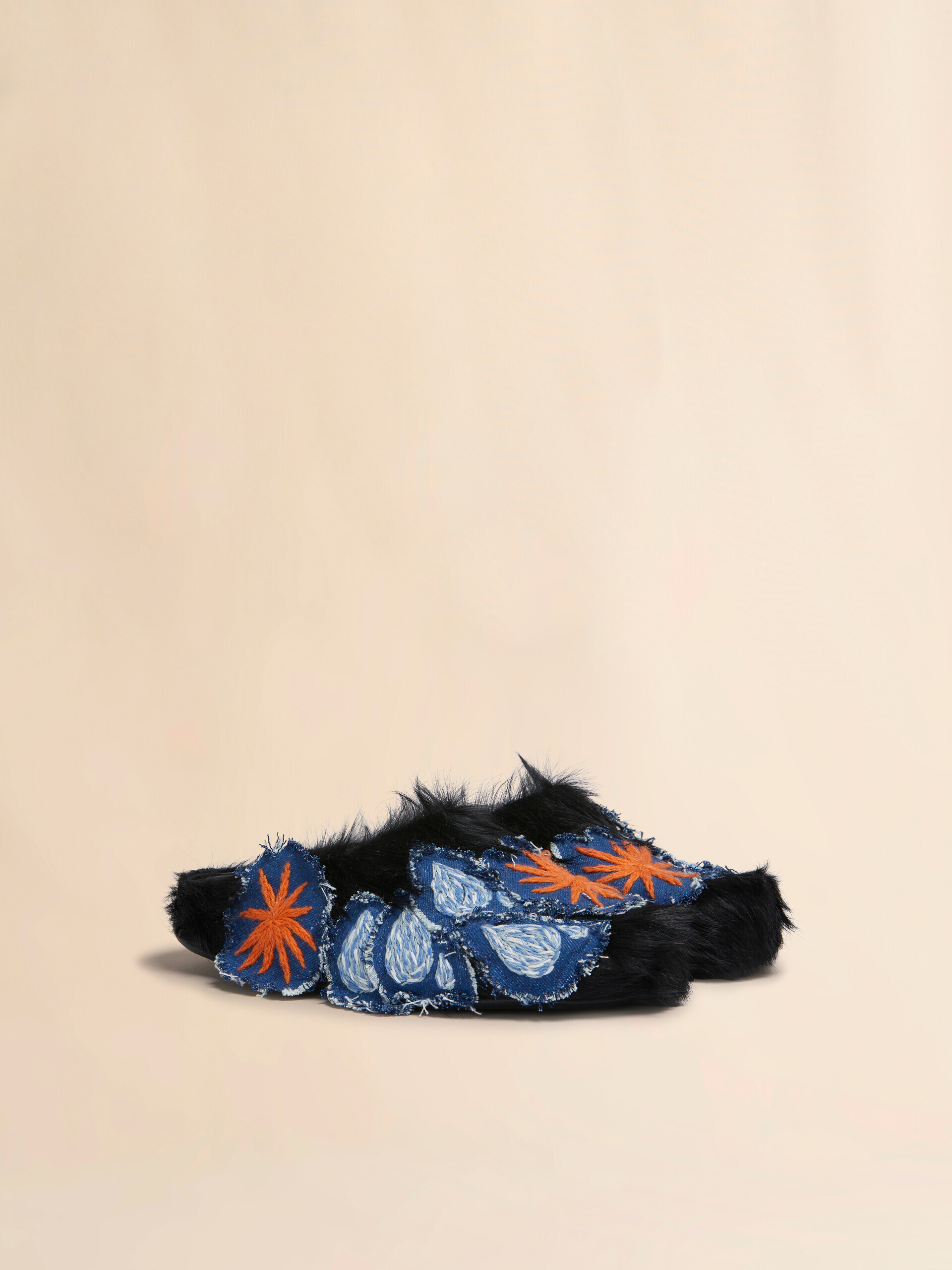 Black long hair calfskin Fussbett sabot - Clogs - Image 2