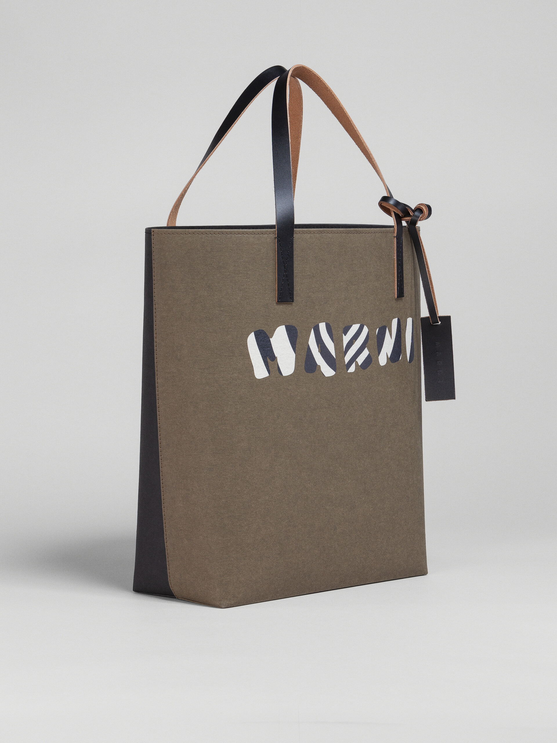 Green TRIBECA shopping bag with Marni logo - Shopping Bags - Image 6