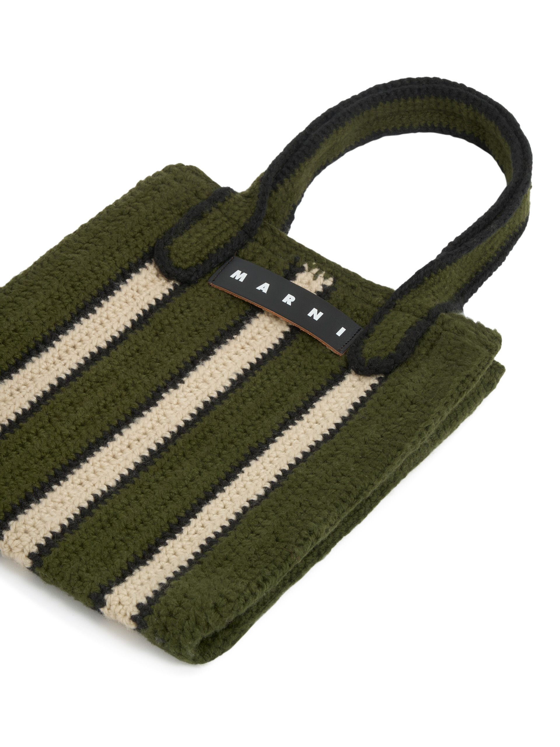 ストライプ ブルー&レッド クロシェ製 MARNI MARKET ショッピングバッグ - ショッピングバッグ - Image 4
