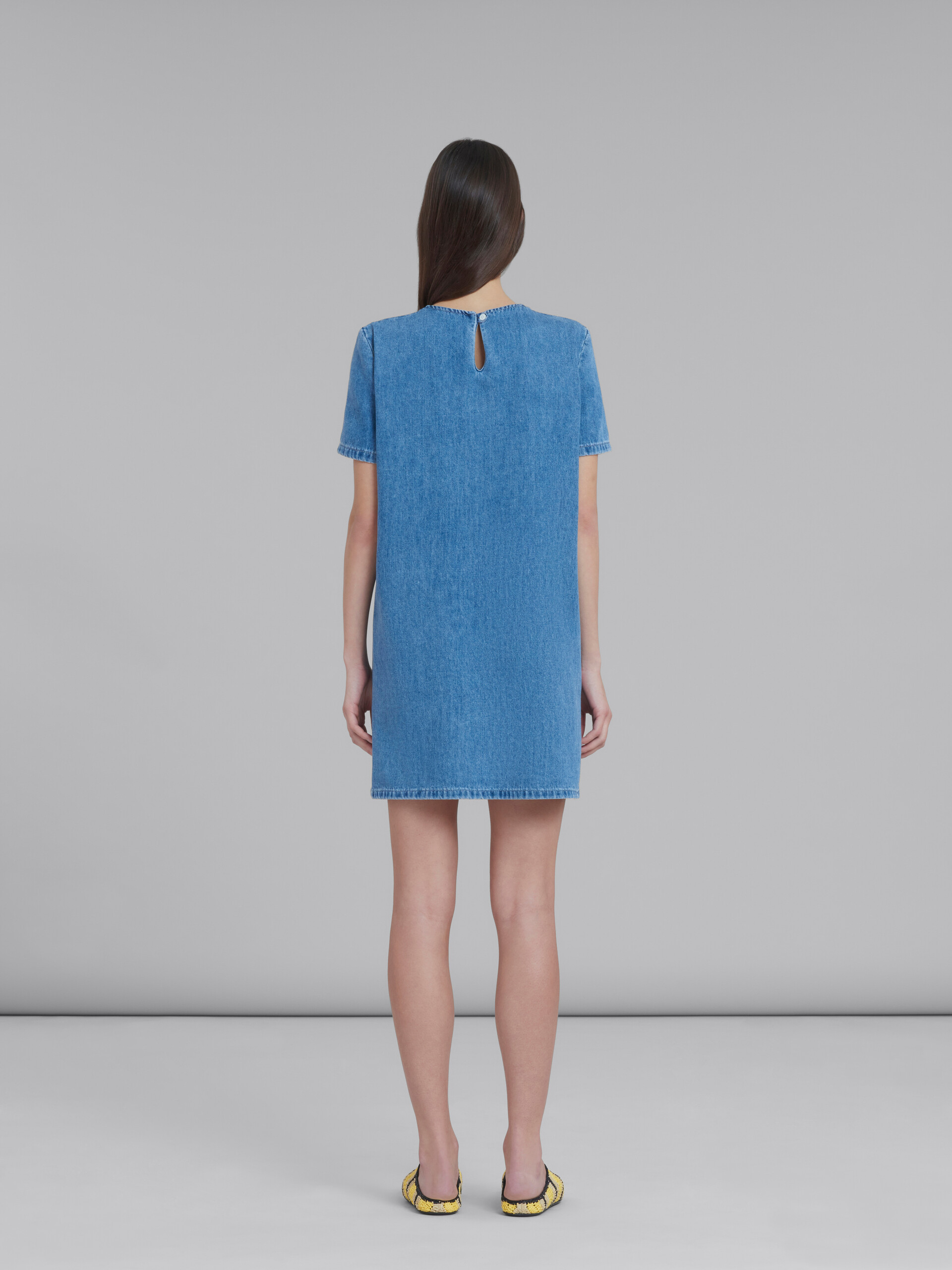 Marni x No Vacancy Inn - Blue chambray short dress with embroidery - Dresses - Image 3