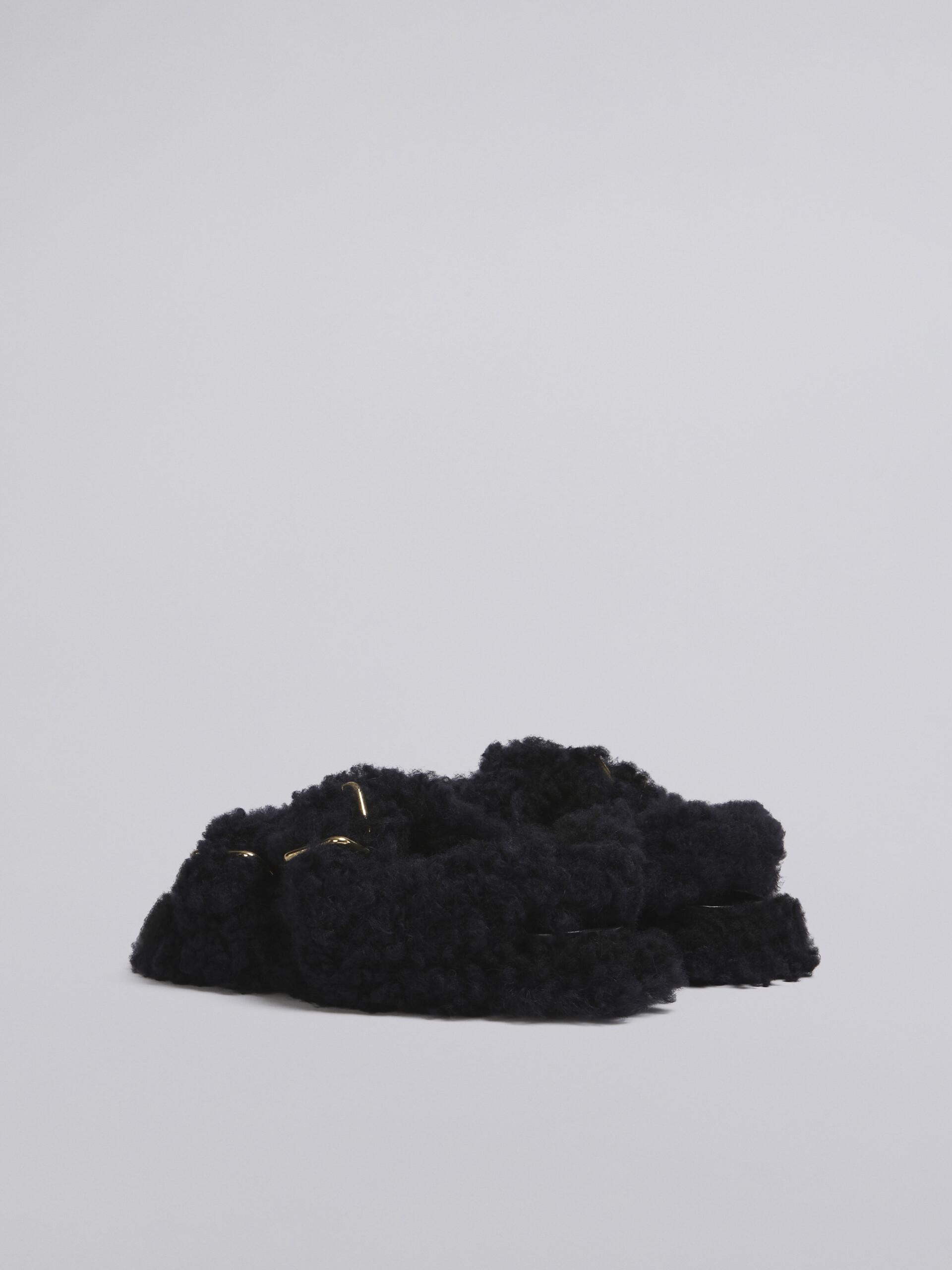 Double buckle fussbett in black shearling - Sandals - Image 3