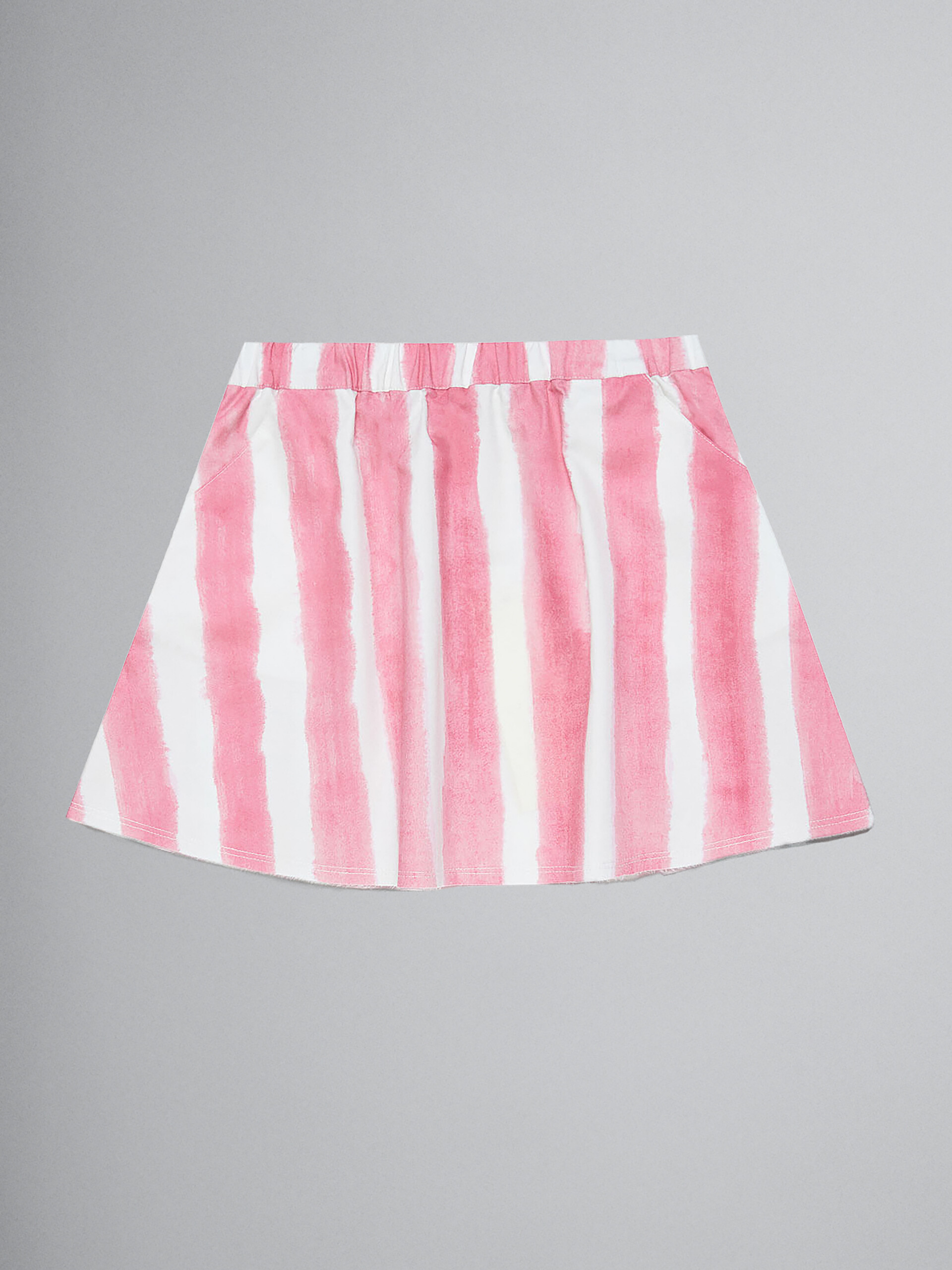 Falda rosa de gabardina con motivo de rayas en toda la superficie - Faldas - Image 1