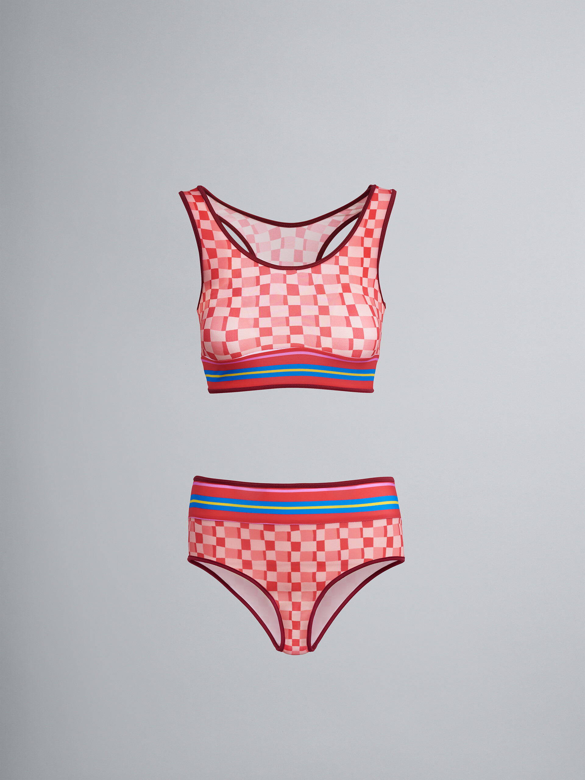 Pink Iconic Damier print stretch fabric bikini - Sw Swimsuit - Image 1