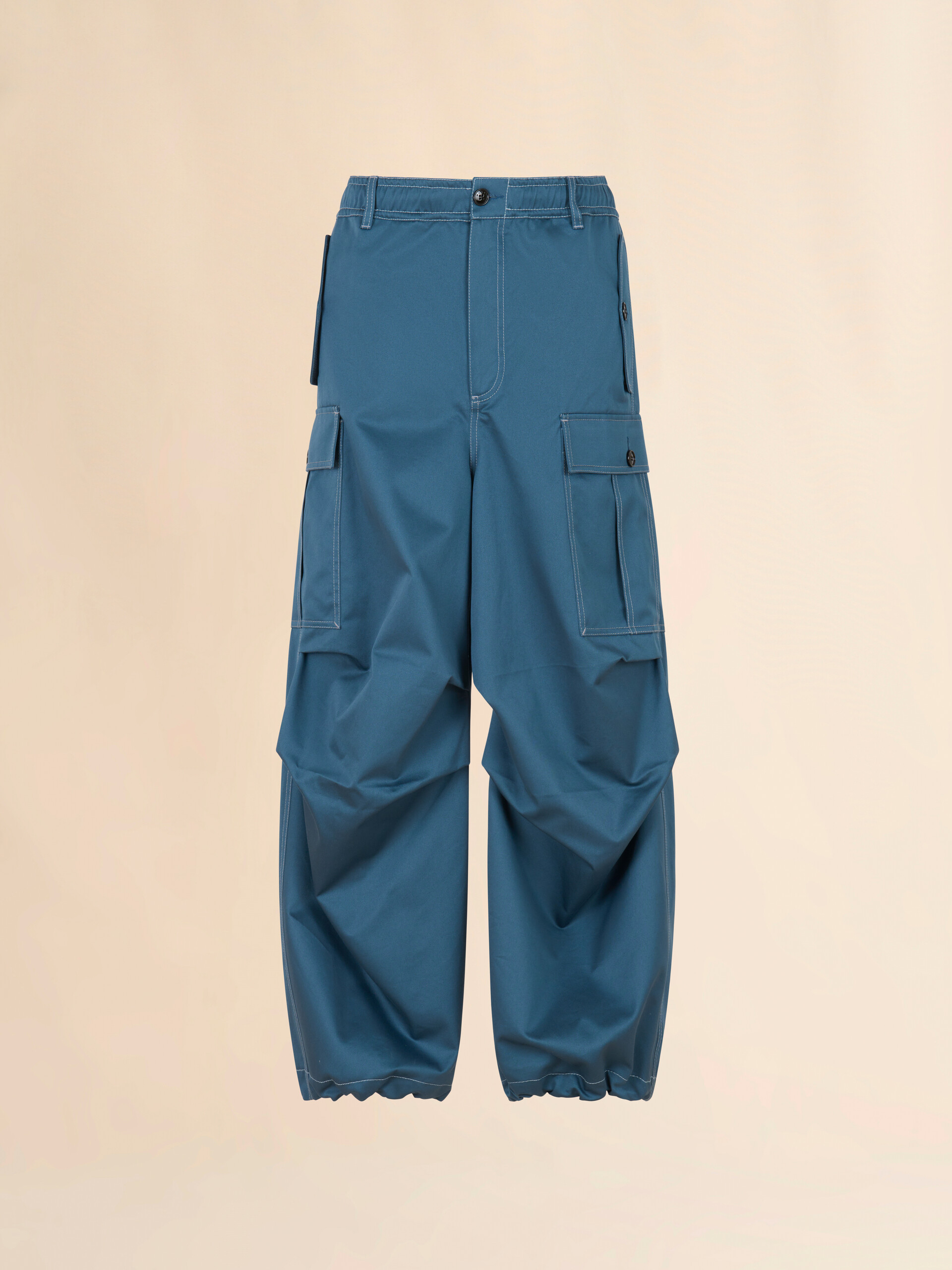 Turquoise water-repellent gabardine workwear trousers - Pants - Image 1