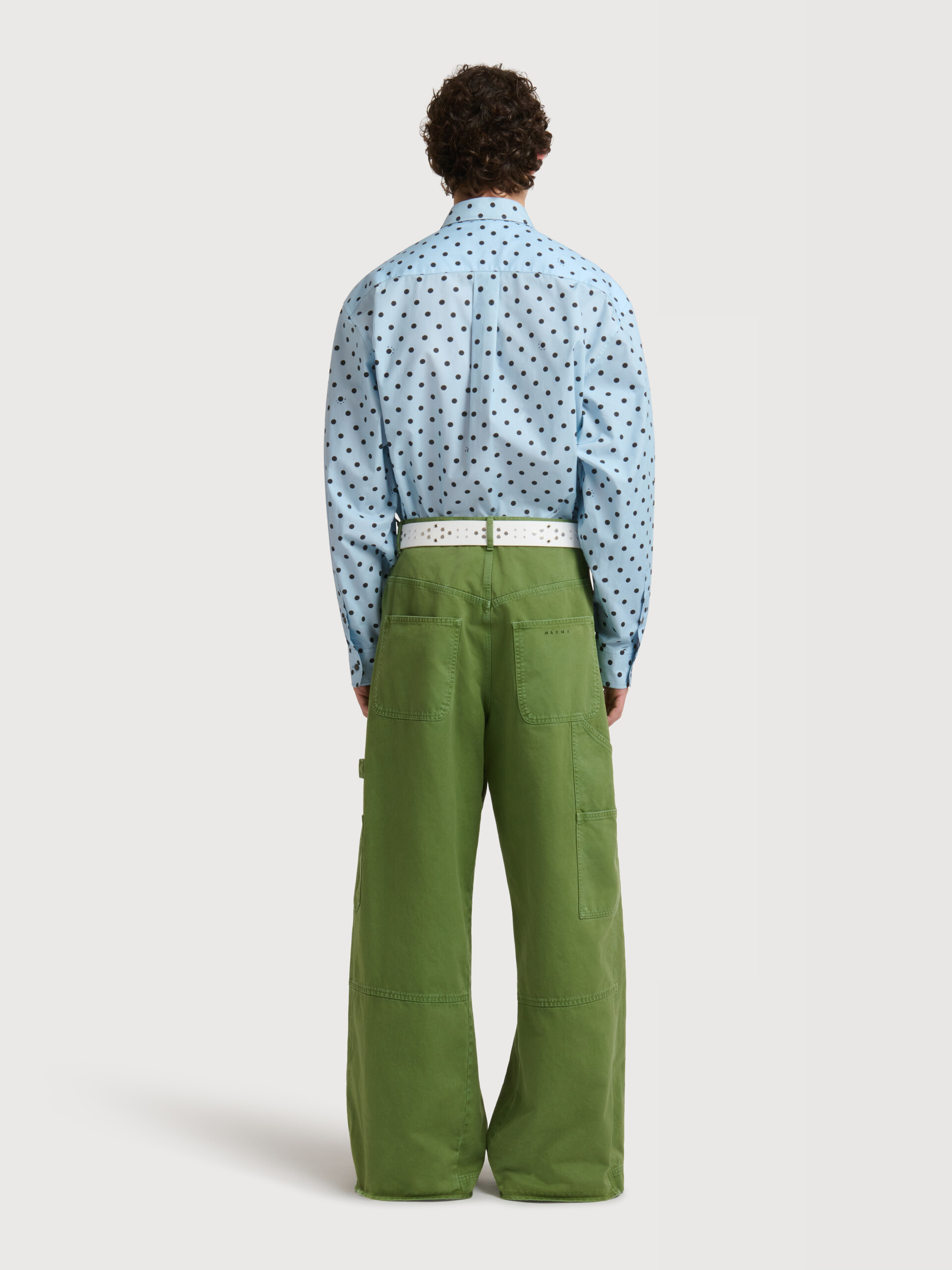 Green cotton loose workwear trousers - Pants - Image 4
