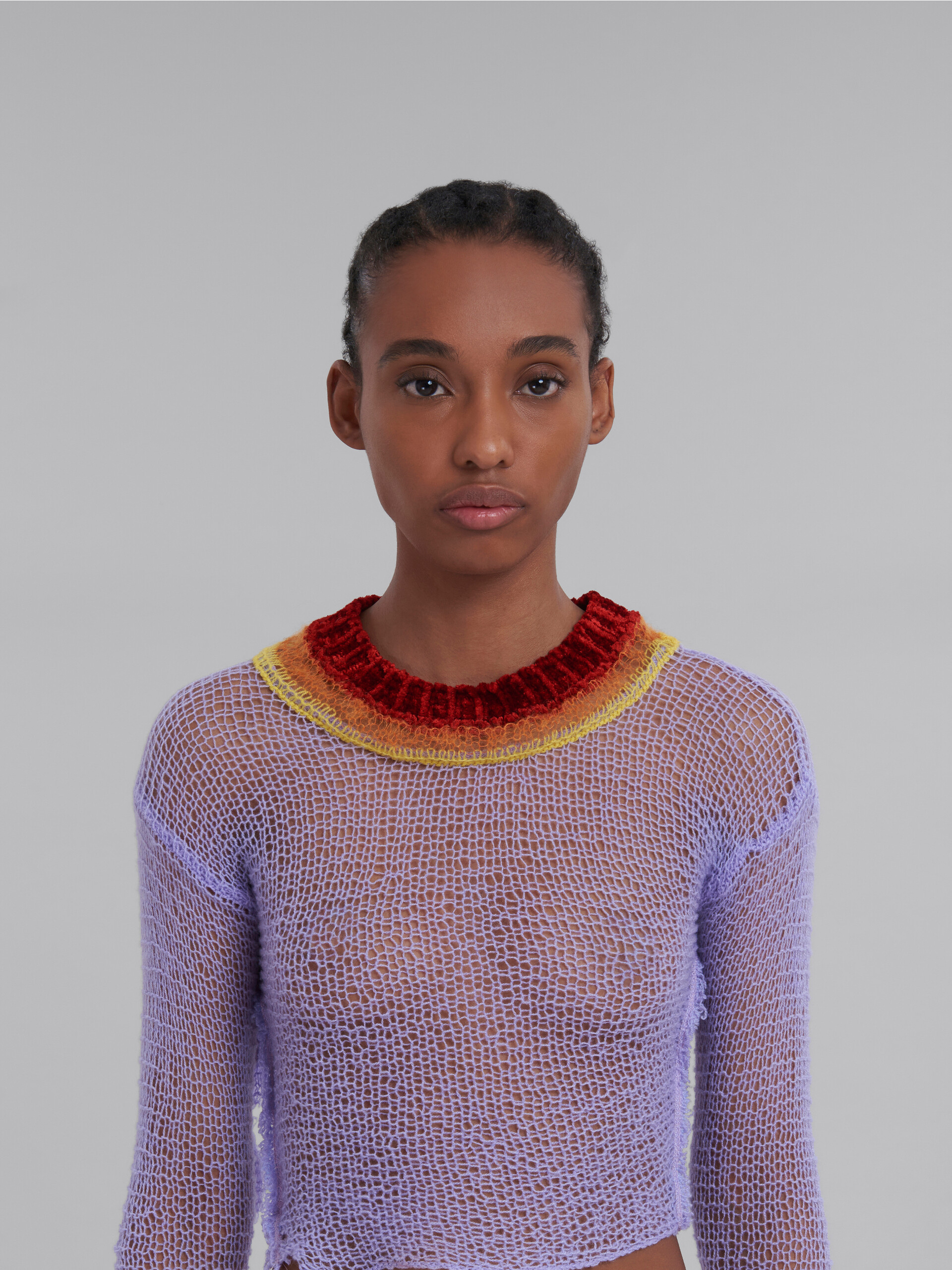 Purple wool and cashmere mesh jumper with cutout - Pullovers - Image 4