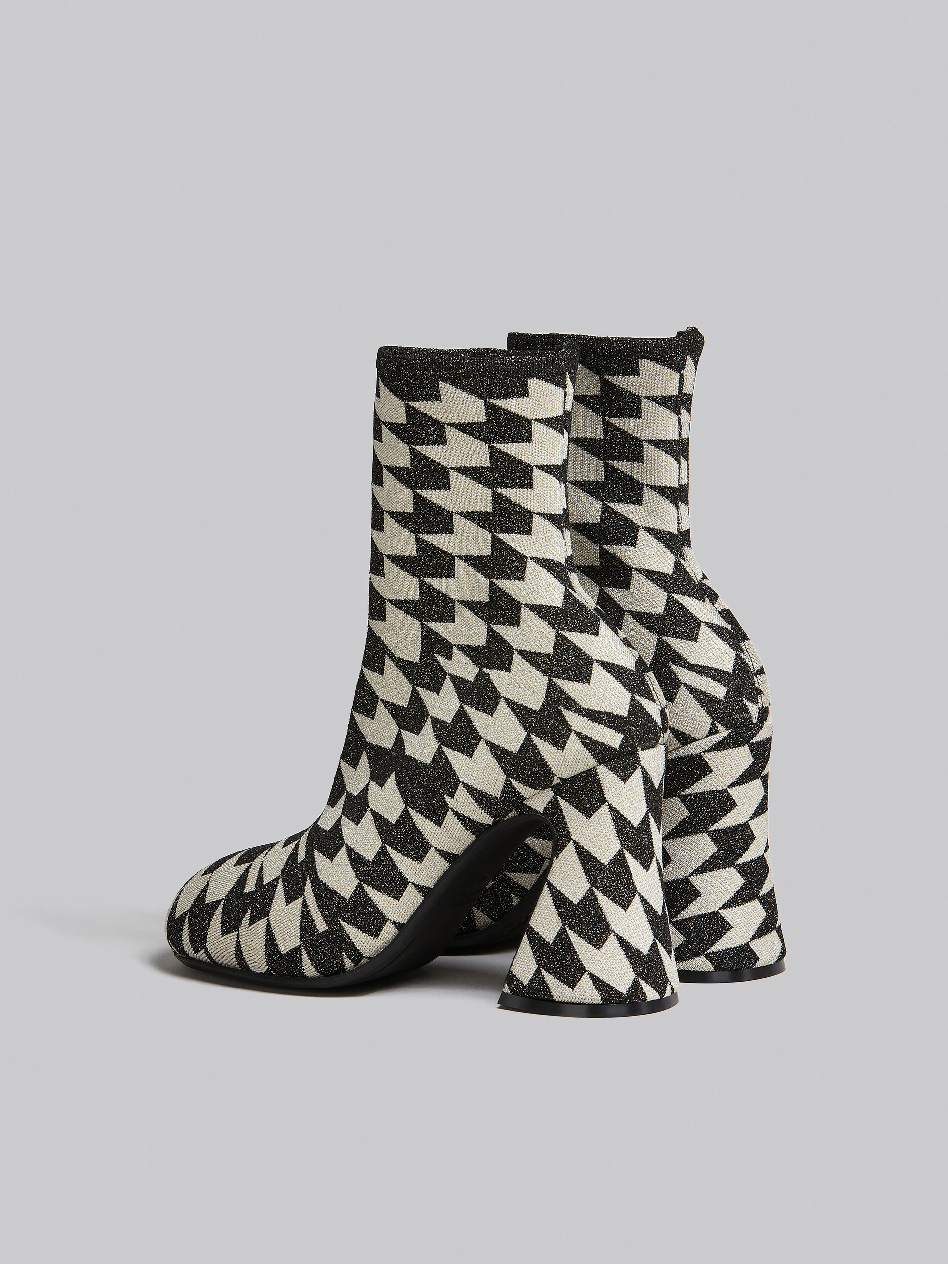Black and white jacquard lurex ankle boot - Boots - Image 3