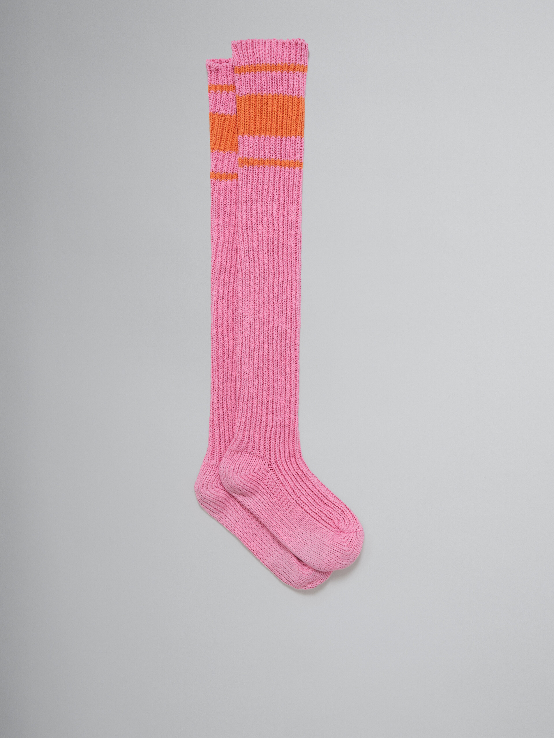 Pink cotton knee-length socks - Socks - Image 1