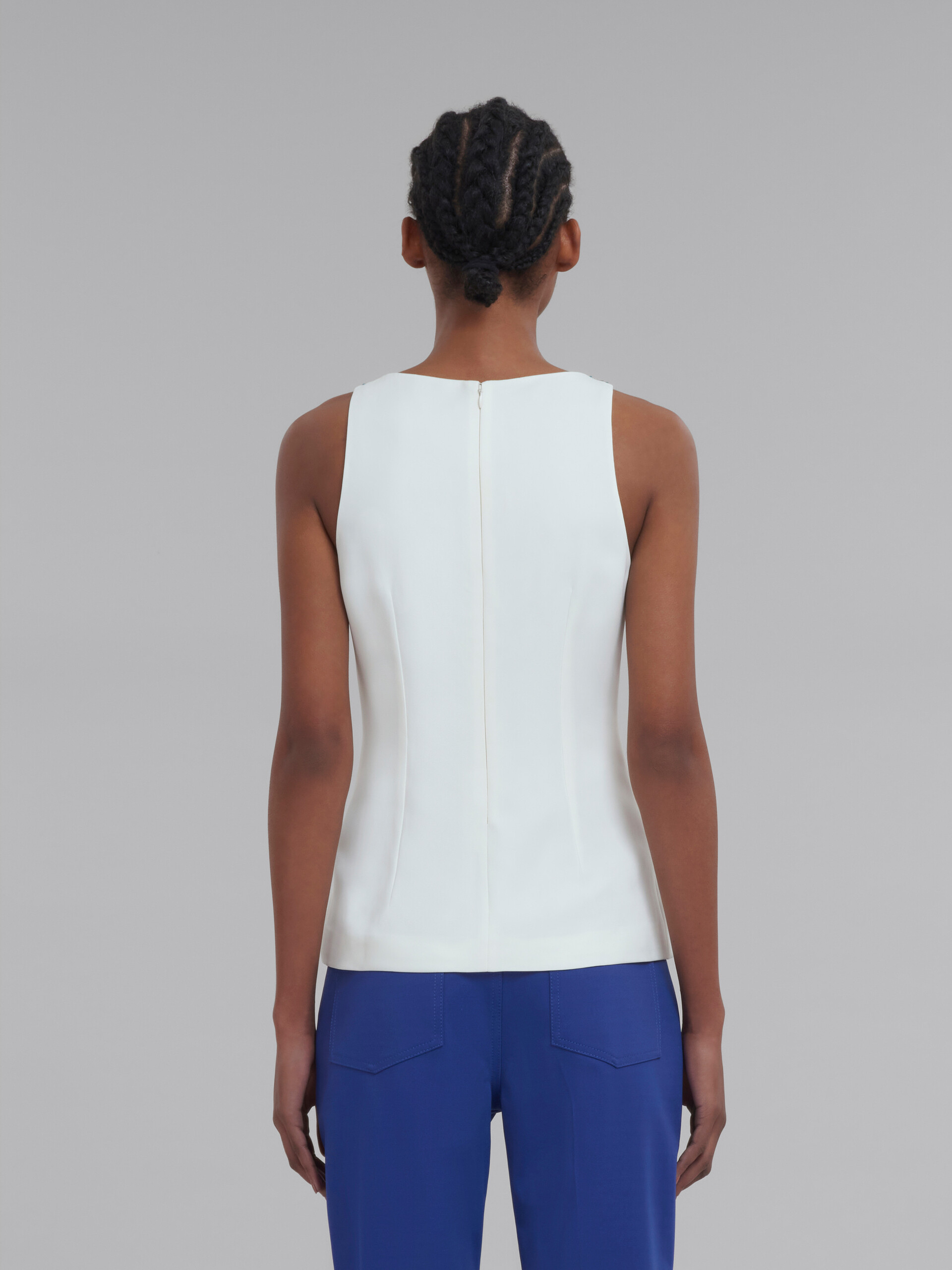 White stretch cady top with beaded neckline - Shirts - Image 3