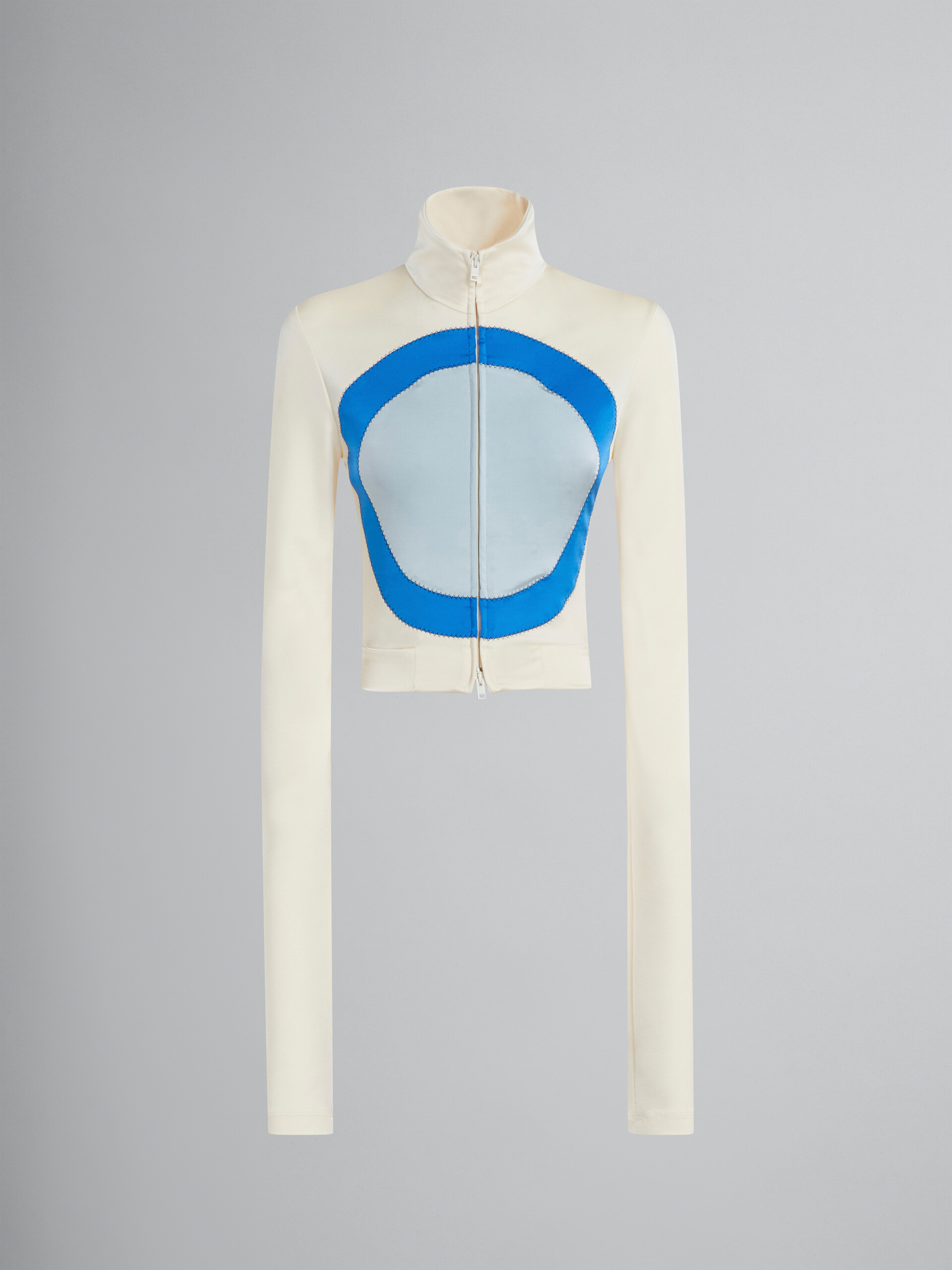 White jersey jacket with circle inlays - Jackets - Image 1