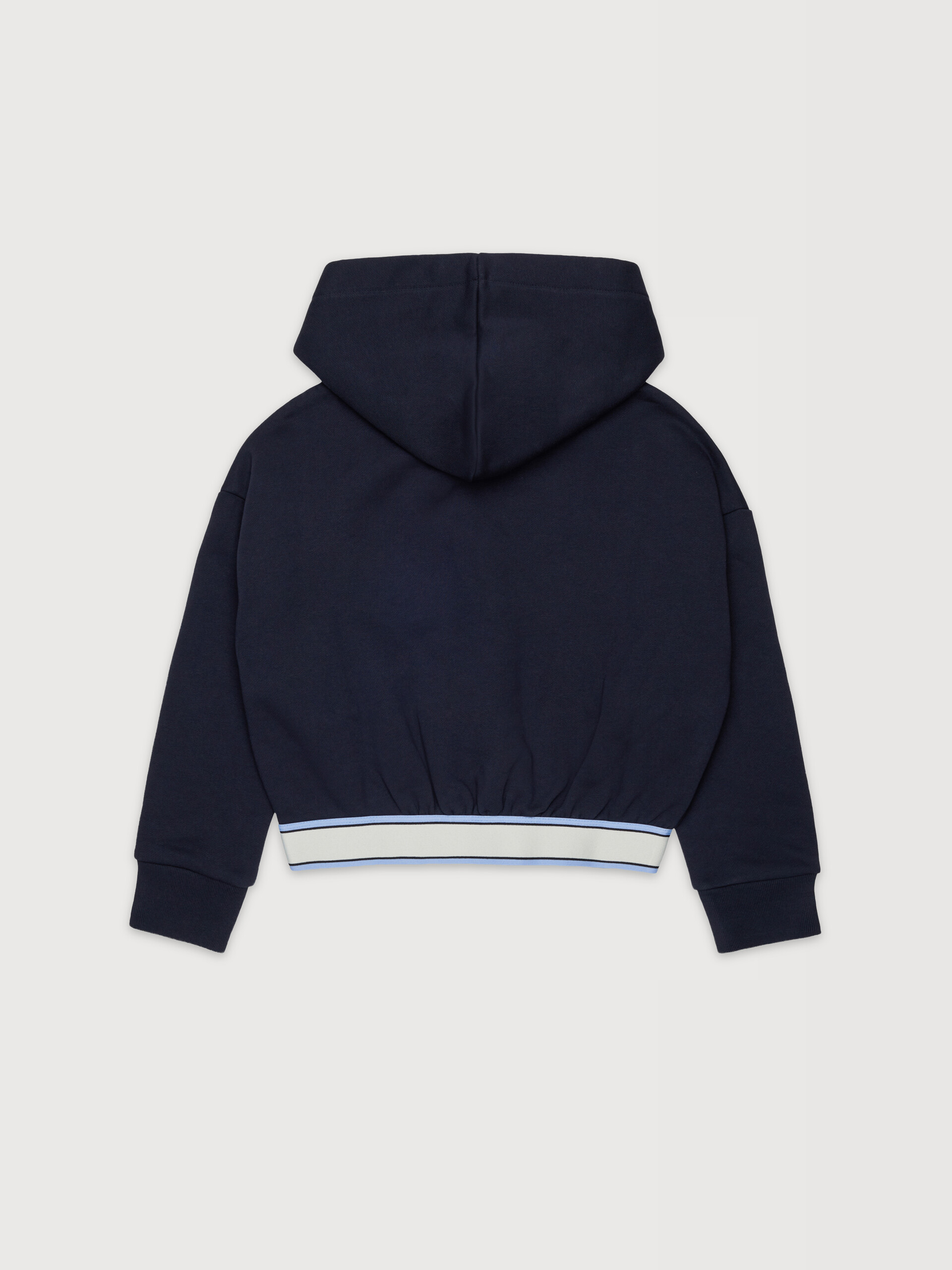 Dark blue cotton hoodie with elasticated logo band - Sweaters - Image 2