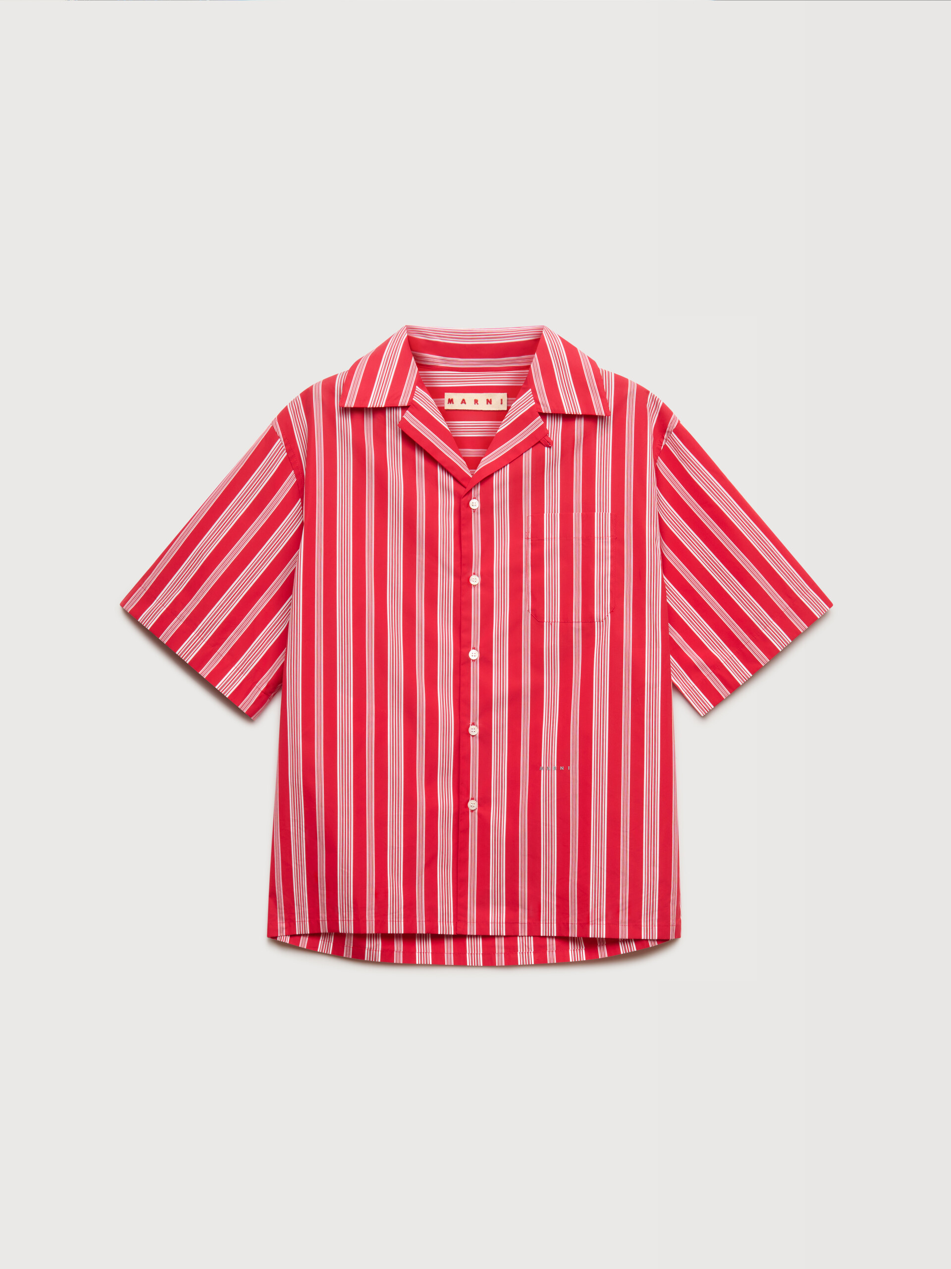 Red striped poplin shirt - Shirts - Image 1