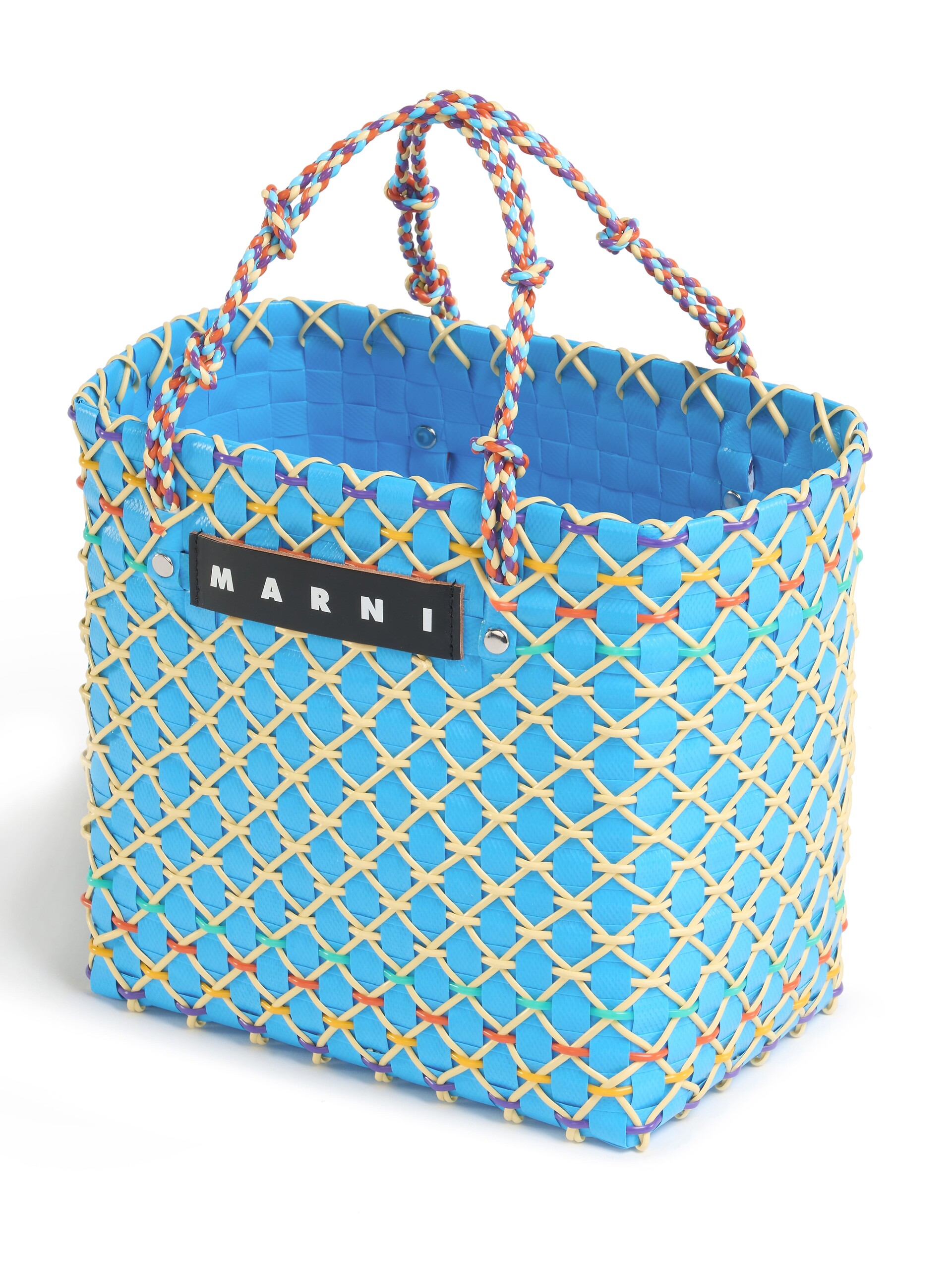 Borsa MARNI MARKET CAKE BASKET in intrecciato azzurro - Borse shopping - Image 4