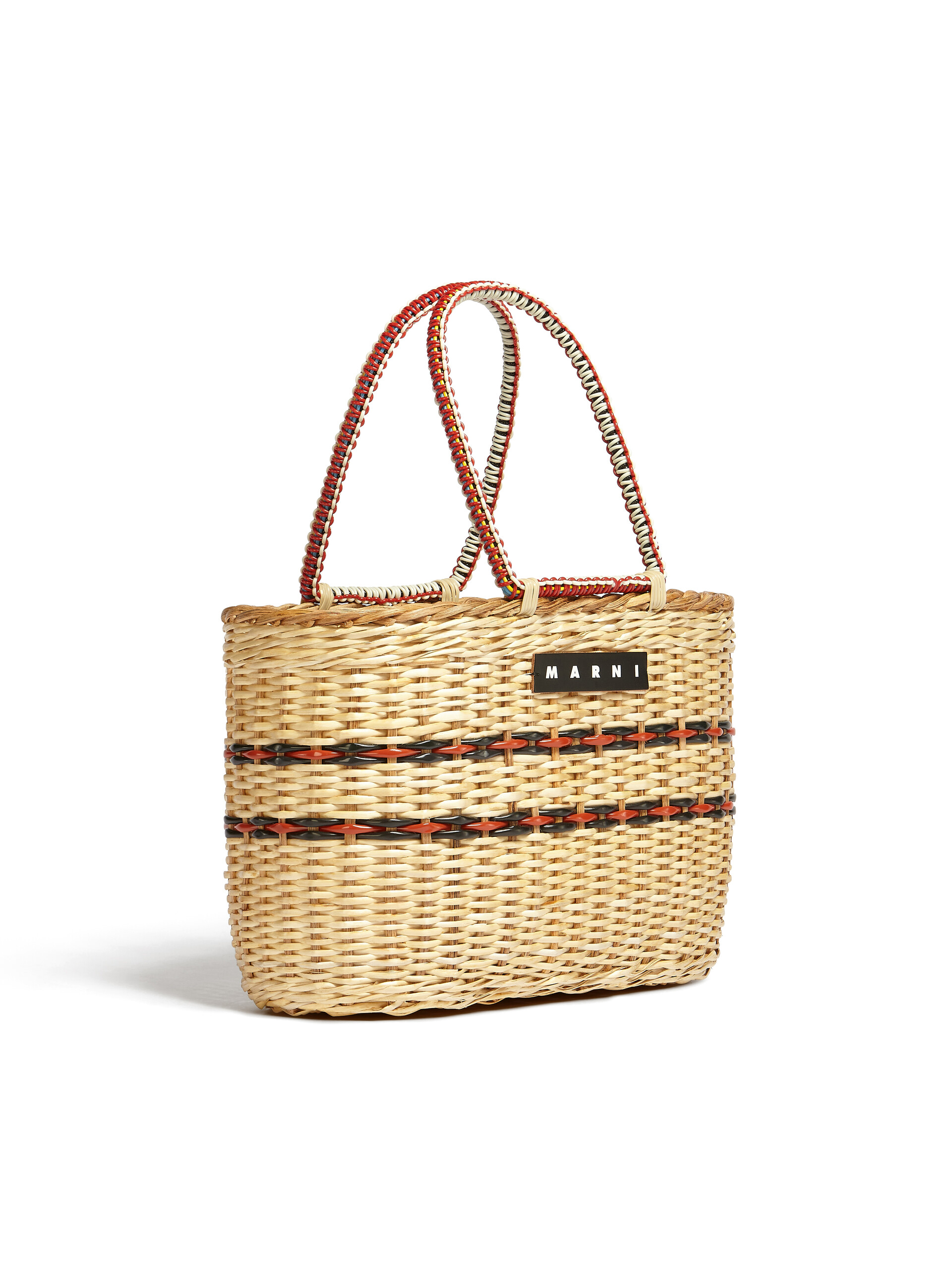 MARNI MARKET bag in red stripe natural fibre - Shopping Bags - Image 2