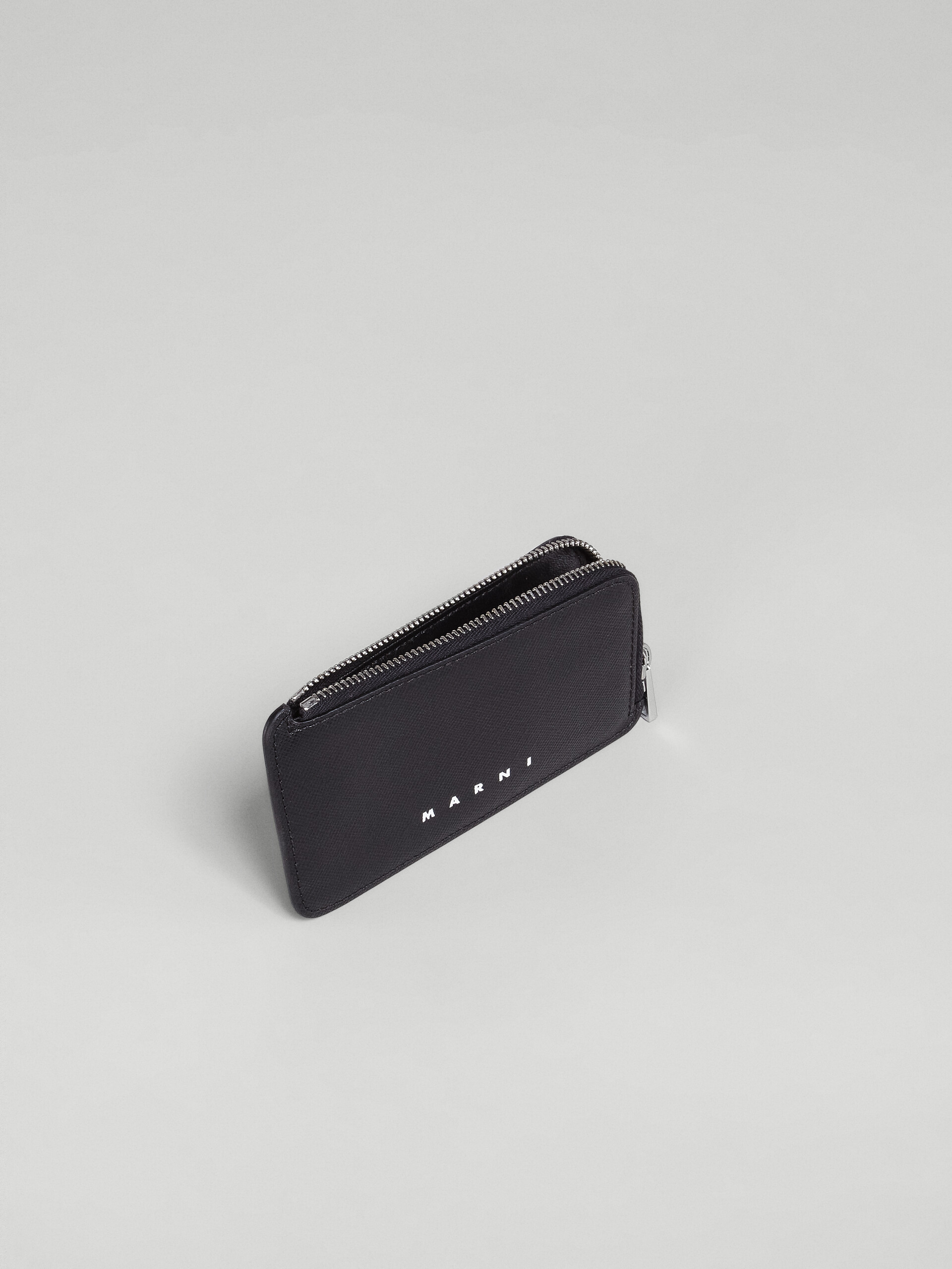 Black saffiano leather zip-around card case - Wallets - Image 2