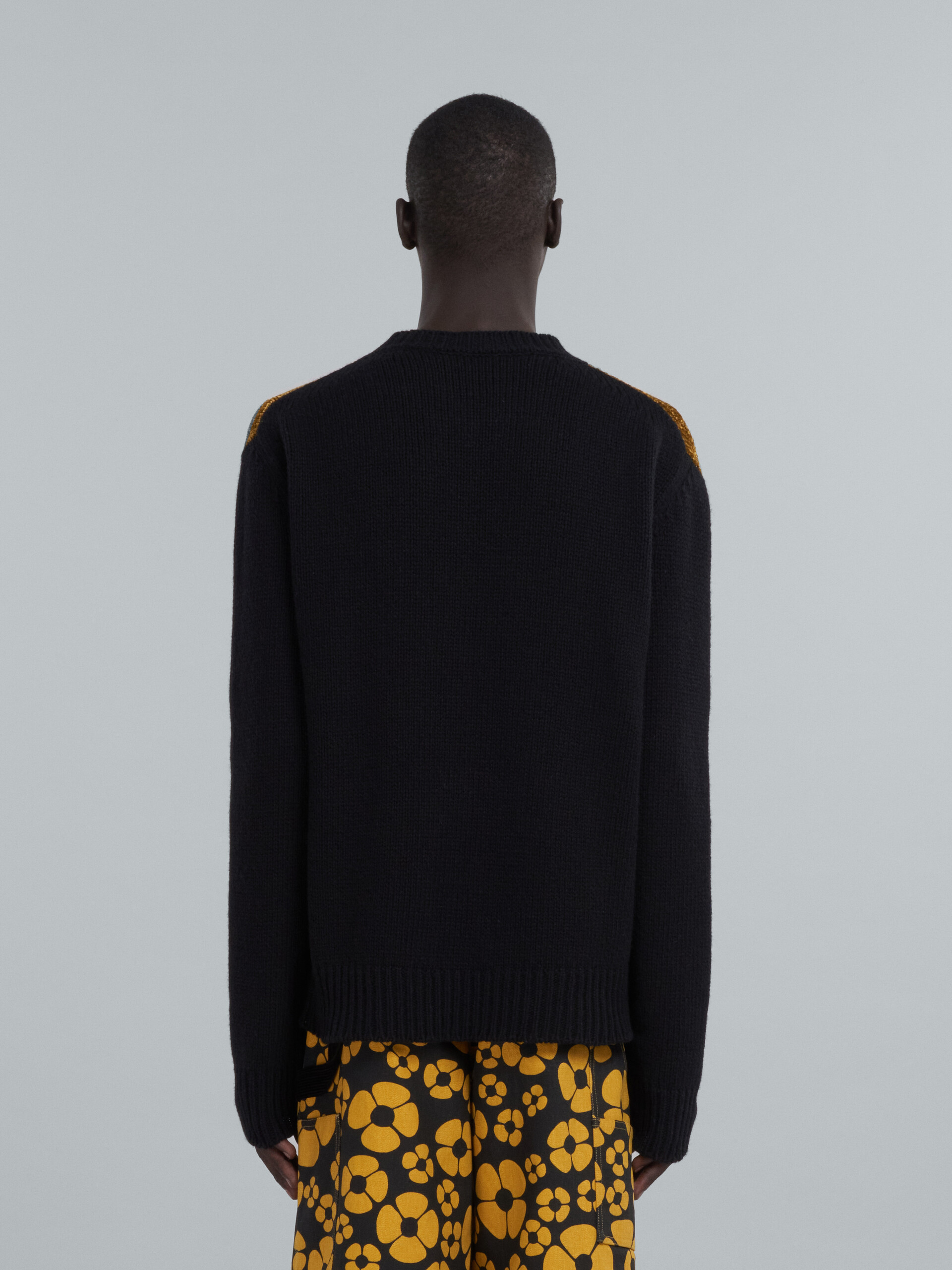 MARNI x CARHARTT WIP - Crewneck sweater in black wool and chenille with logo - Pullovers - Image 3