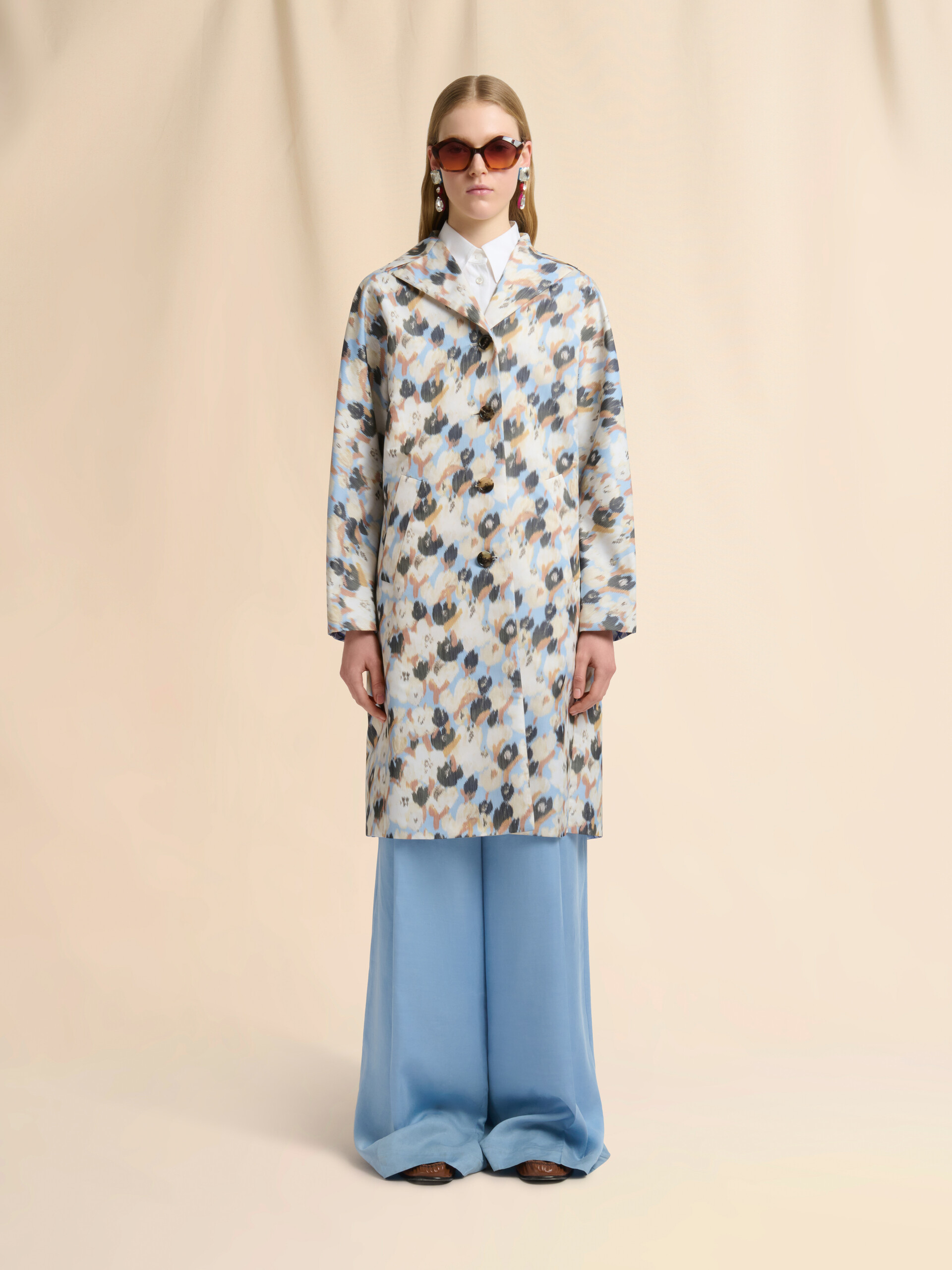 Blue duchesse reversible coat with contrast prints - Coats - Image 2