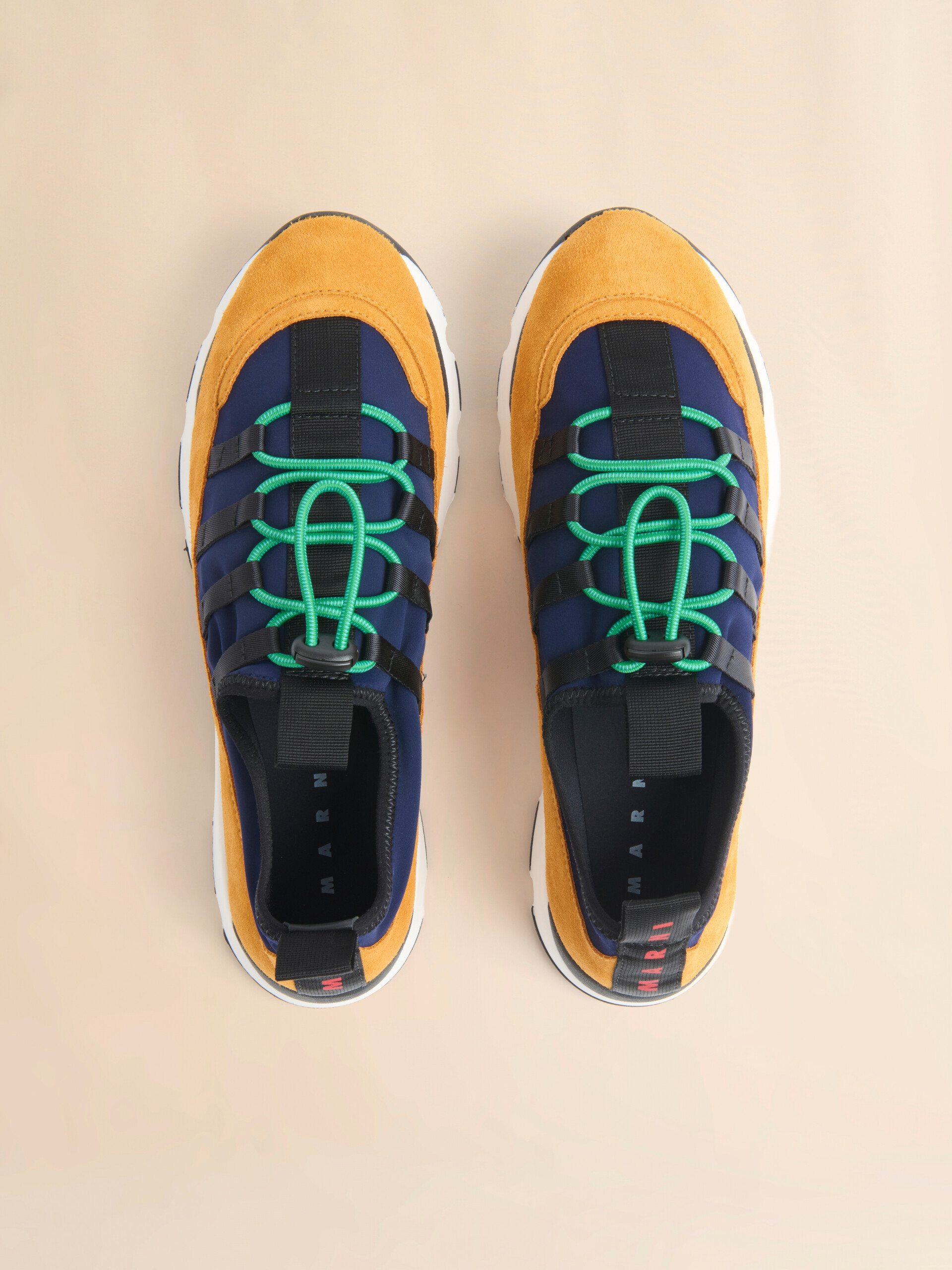 Green and light blue lycra lace-up Running Sneaker - Sneakers - Image 4